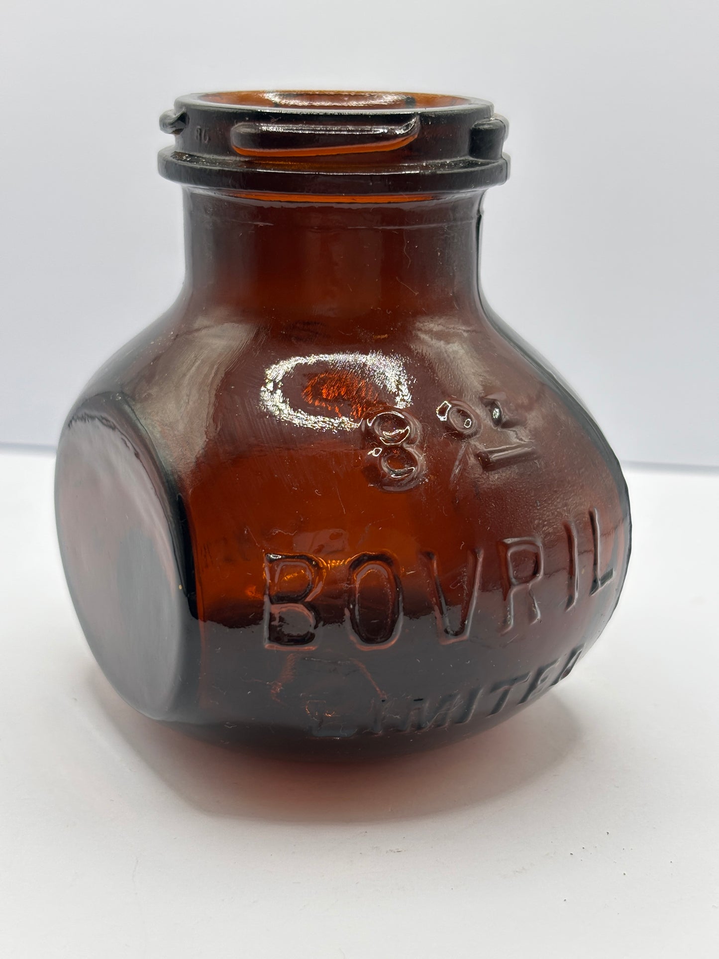 Old 8Oz amber glass Bovril jar