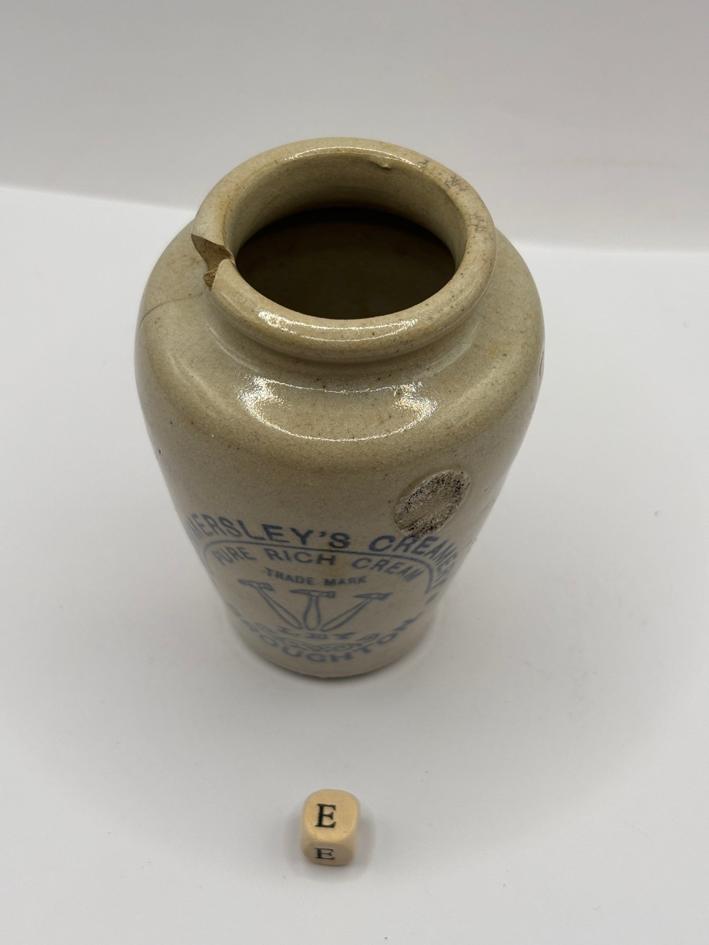 Old advertising cream pot, Hammersleys (e) damaged