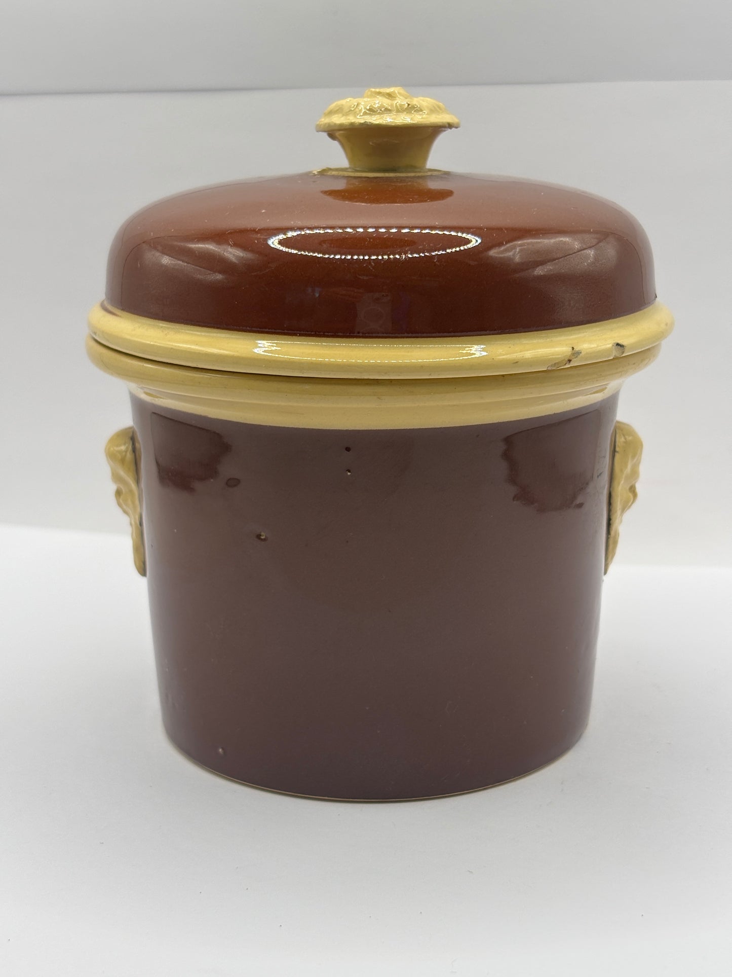 Old french stoneware terrine jar and lid