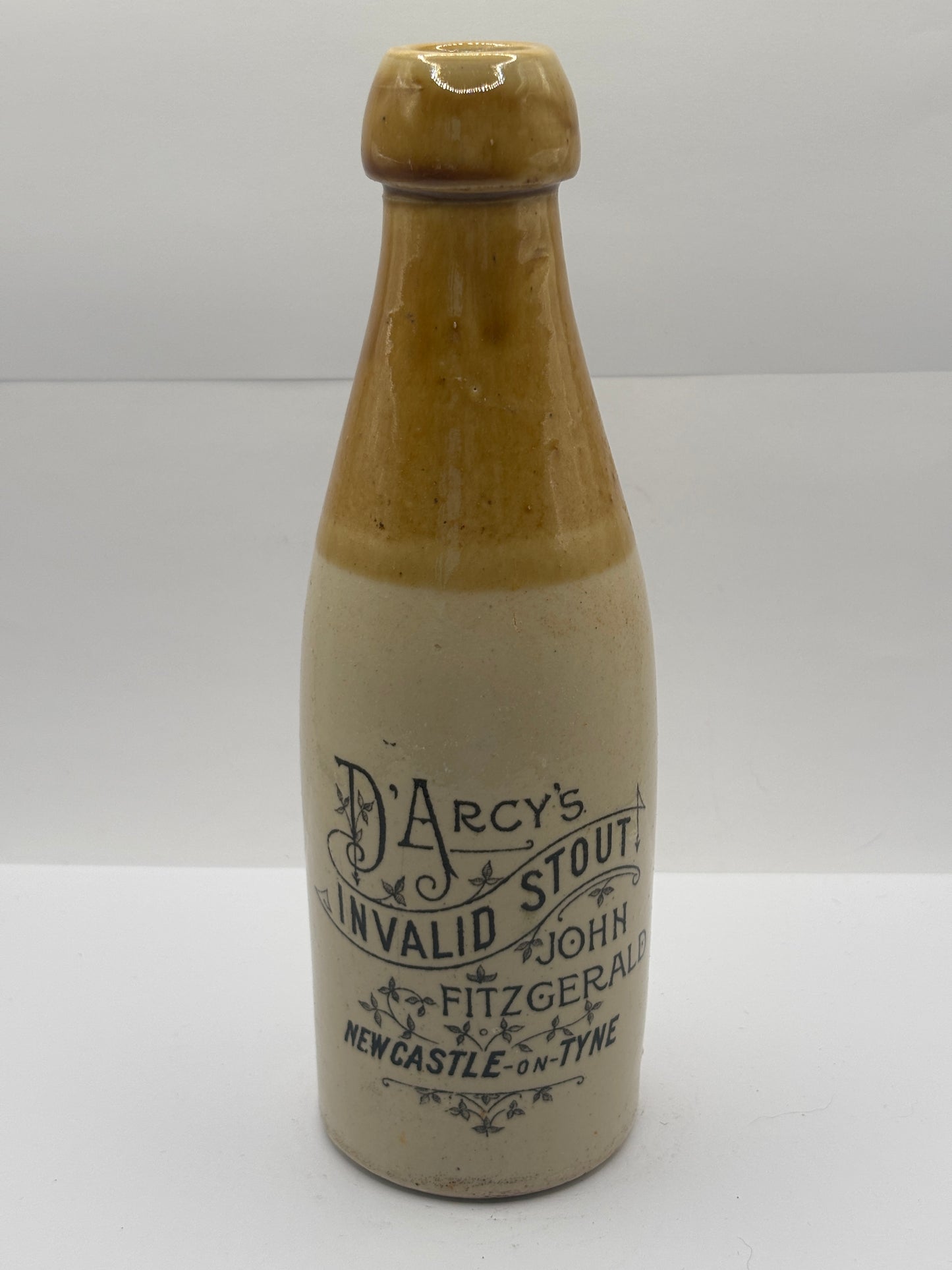 Old stoneware stout bottle, Darcy’s invalid stout, Newcastle on Tyne