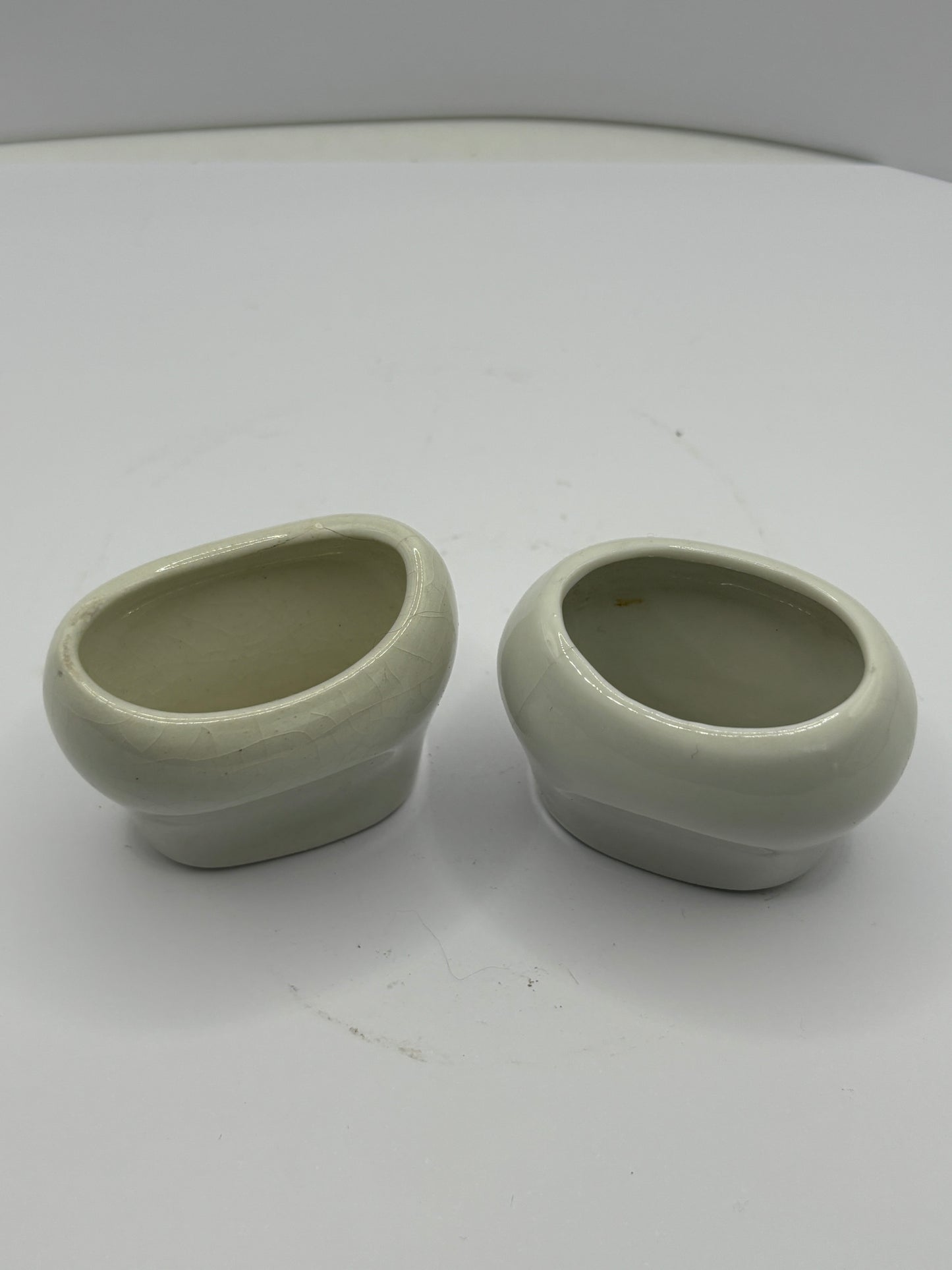 2 White porcelain eye baths