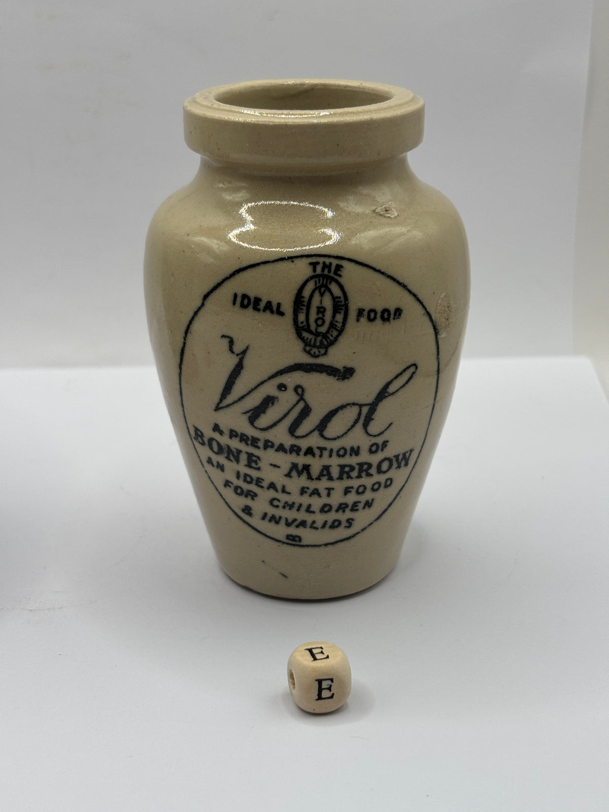 Old advertising stoneware Virol pot (E)