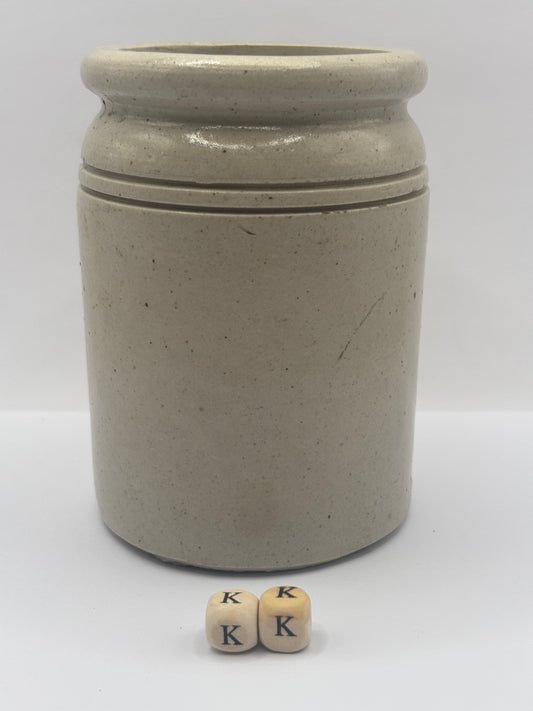 Old 1lb rolled top stoneware jam pot (kk)