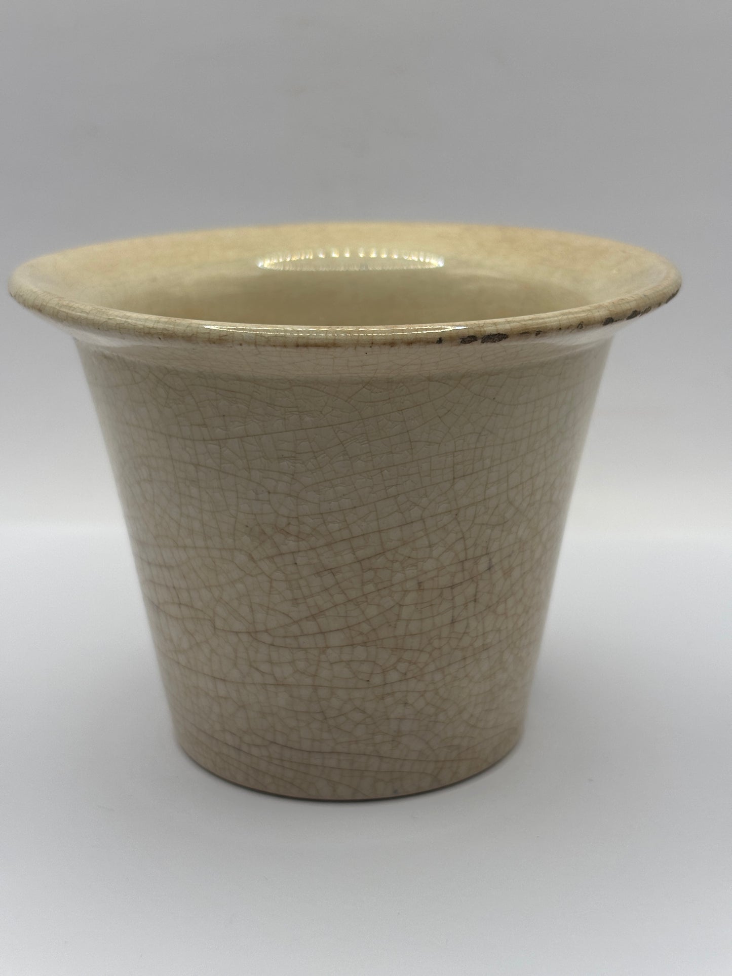 Old stained & crazed jar/container/dish