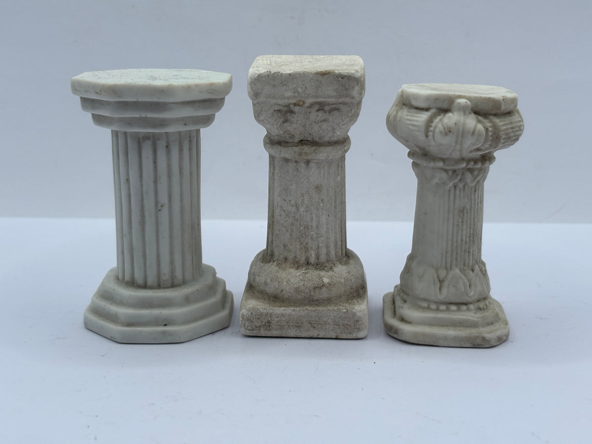3 old mini decorative pedestals