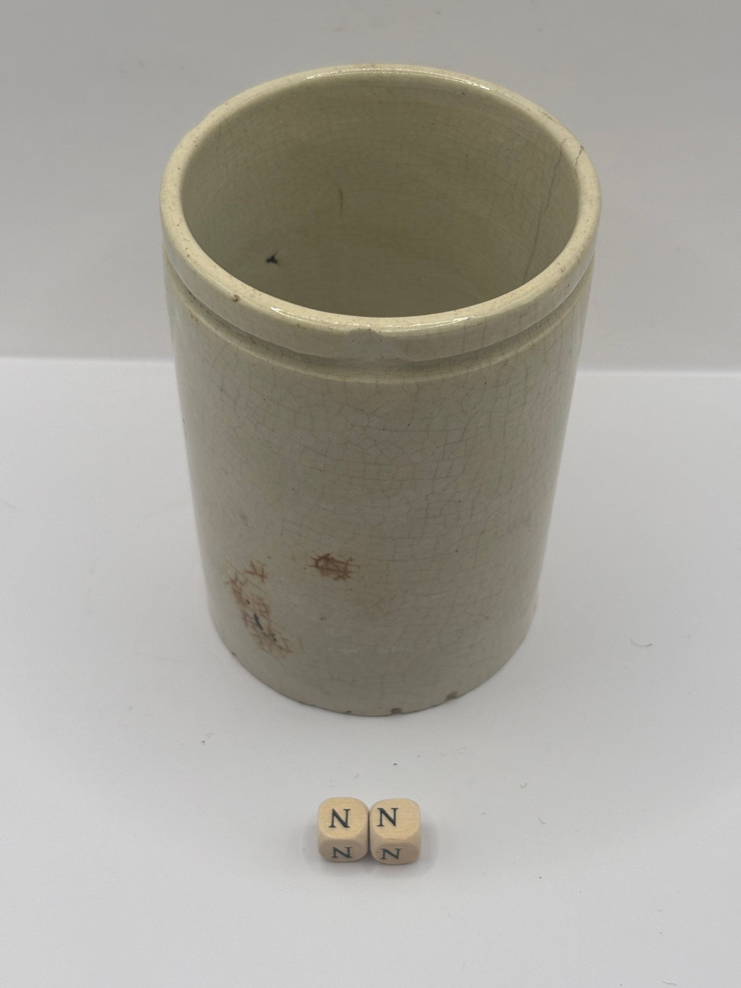 Old 1lb white stoneware marmalade jar (NN) chippy