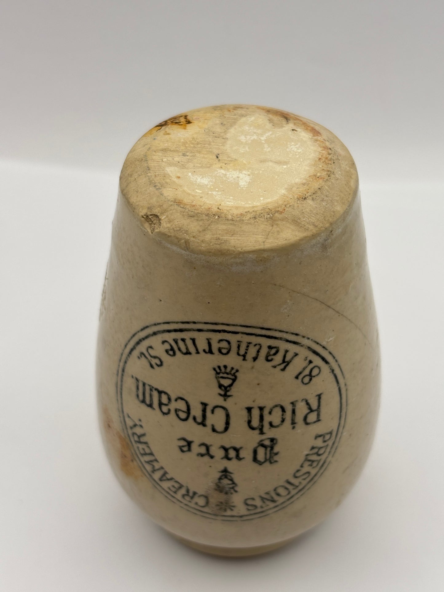 Old rare advertising cream pot, Prestons Creamery pure rich cream 9.5cms