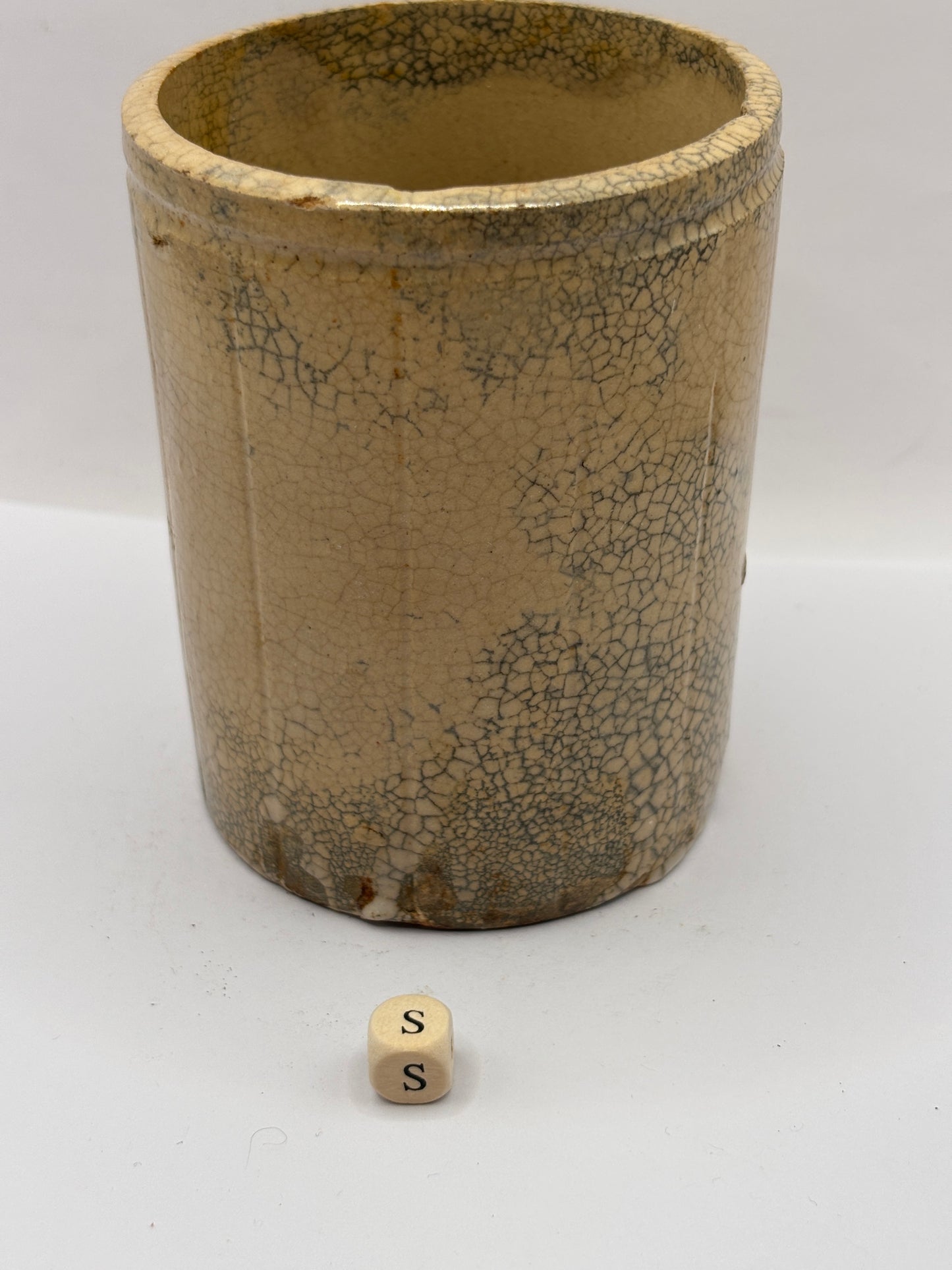Old 1lb ribbed stoneware jam pot (s)