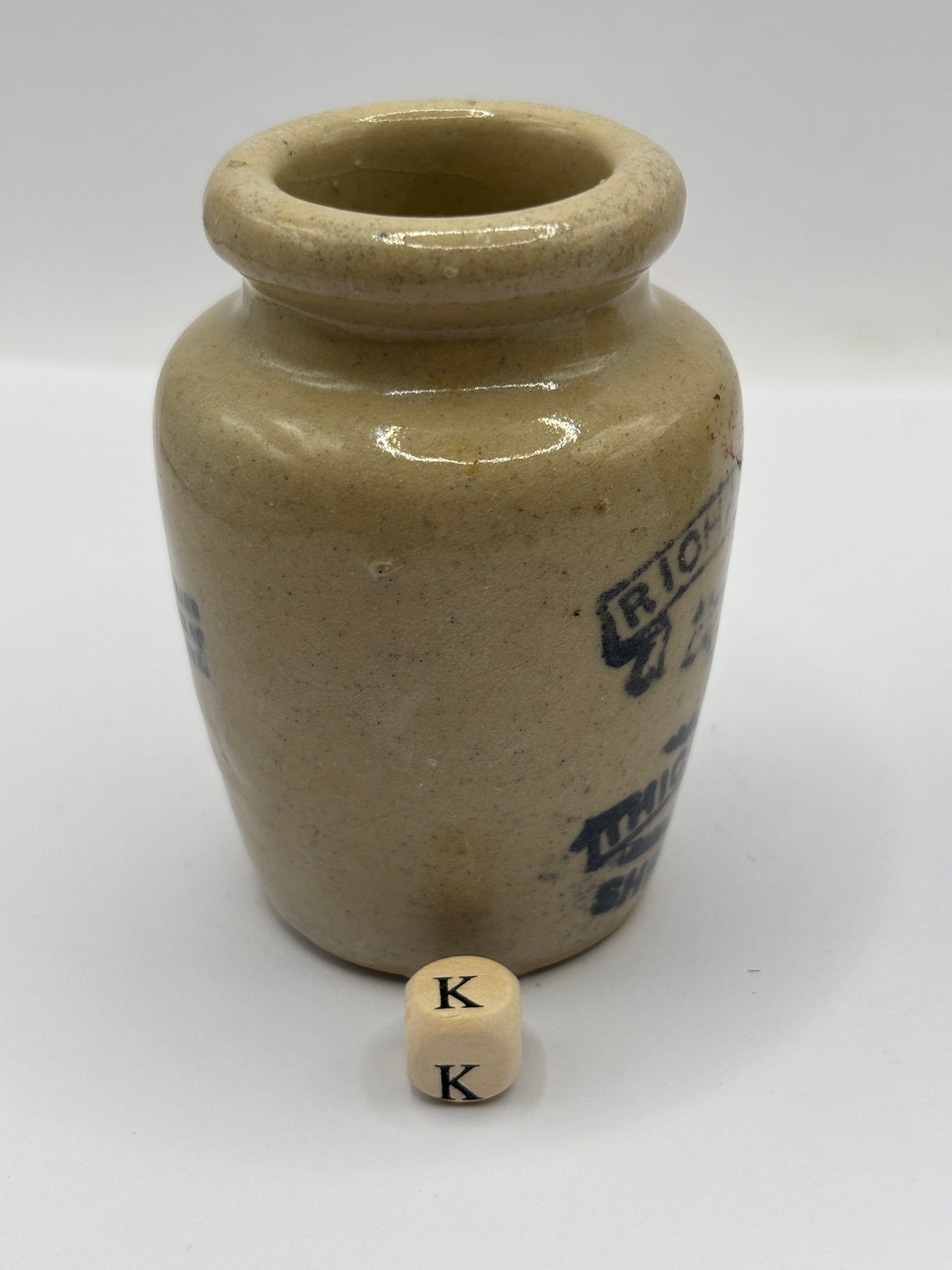 Old advertising cream pot, Richardsons thick cream Sheffield. Double sided (K)