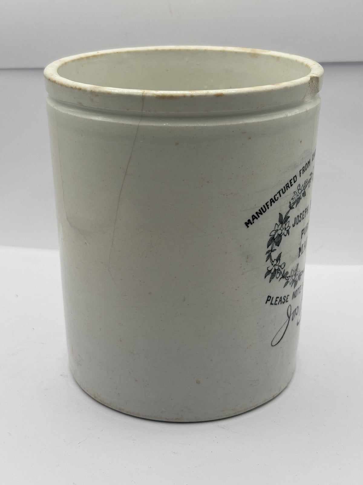 Old large rare 3lb stoneware marmalade pot, Joseph Bird & Sons pure scotch marmalade
