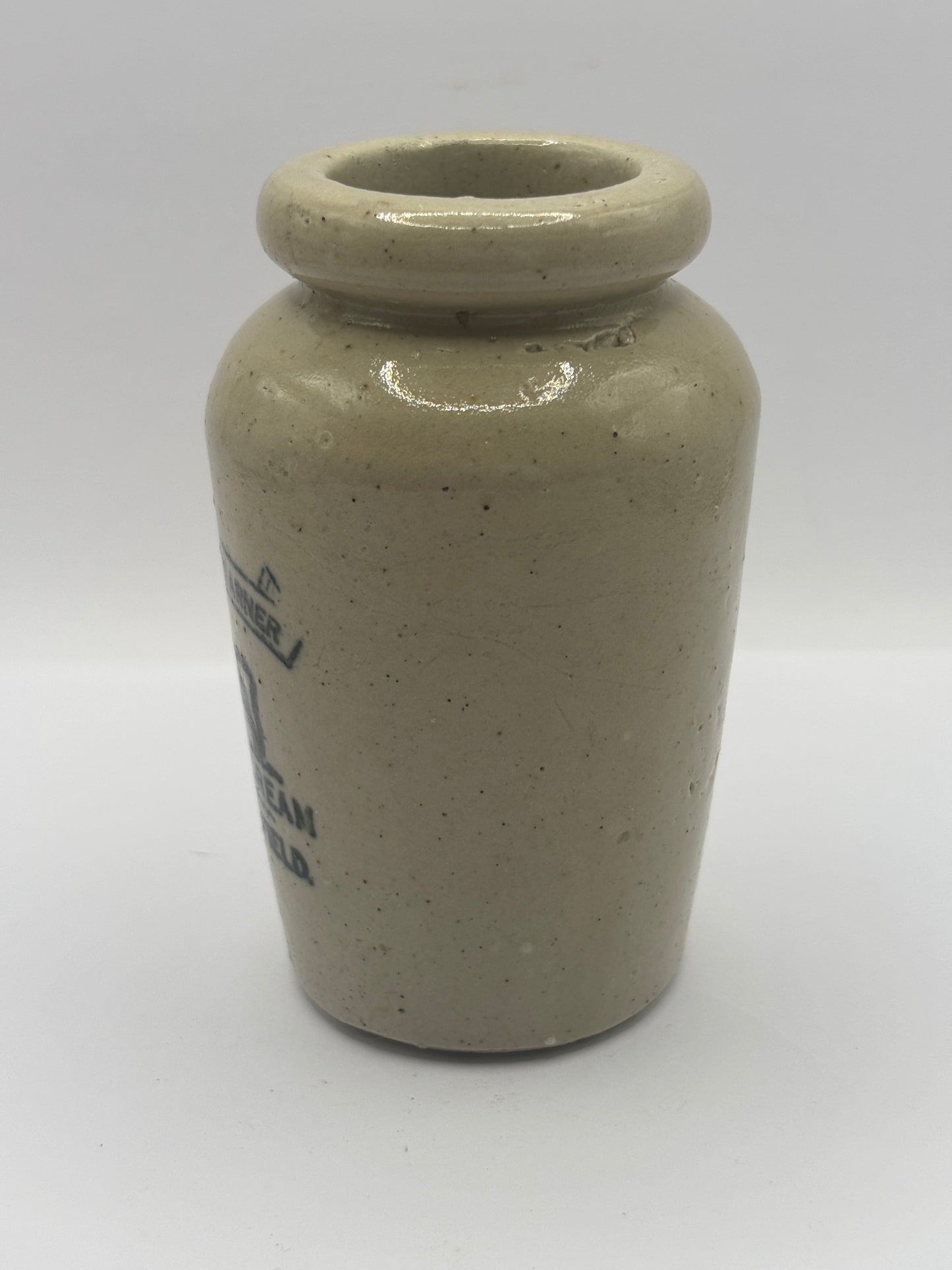 Old advertising cream pot, Peter Warner. Thick cream, Chesterfield