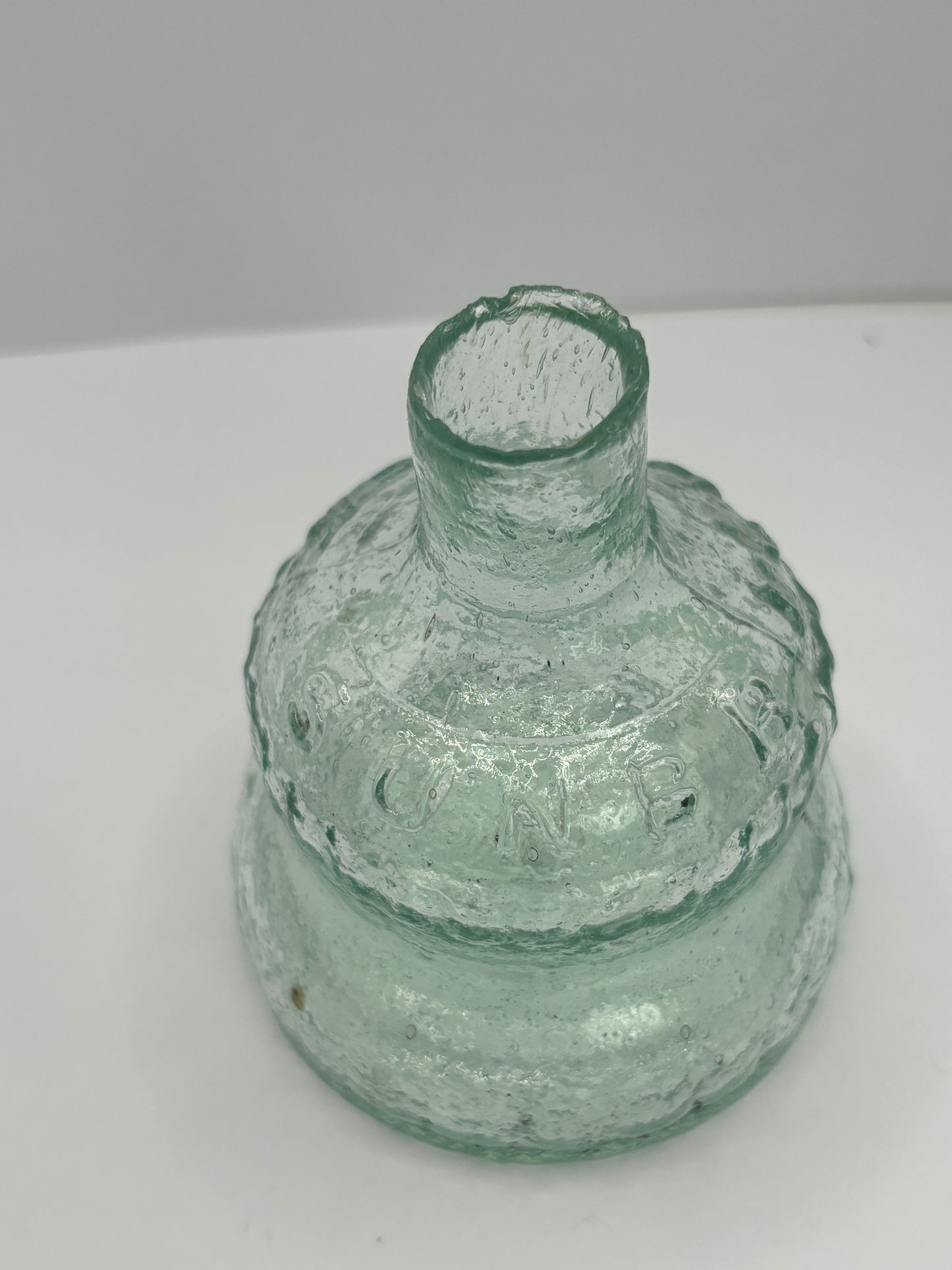 Small aqua Sunbright glass oil lamp