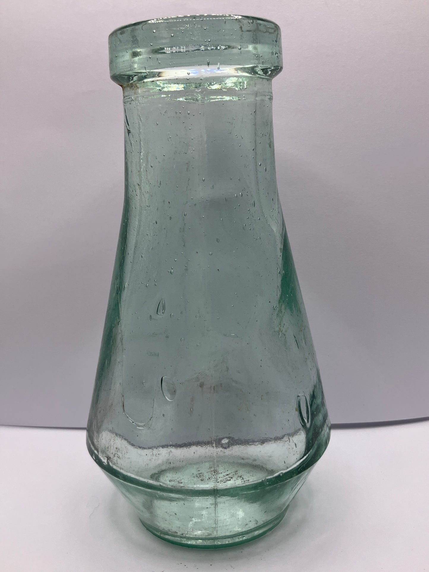 Aqua glass jar, mustard?