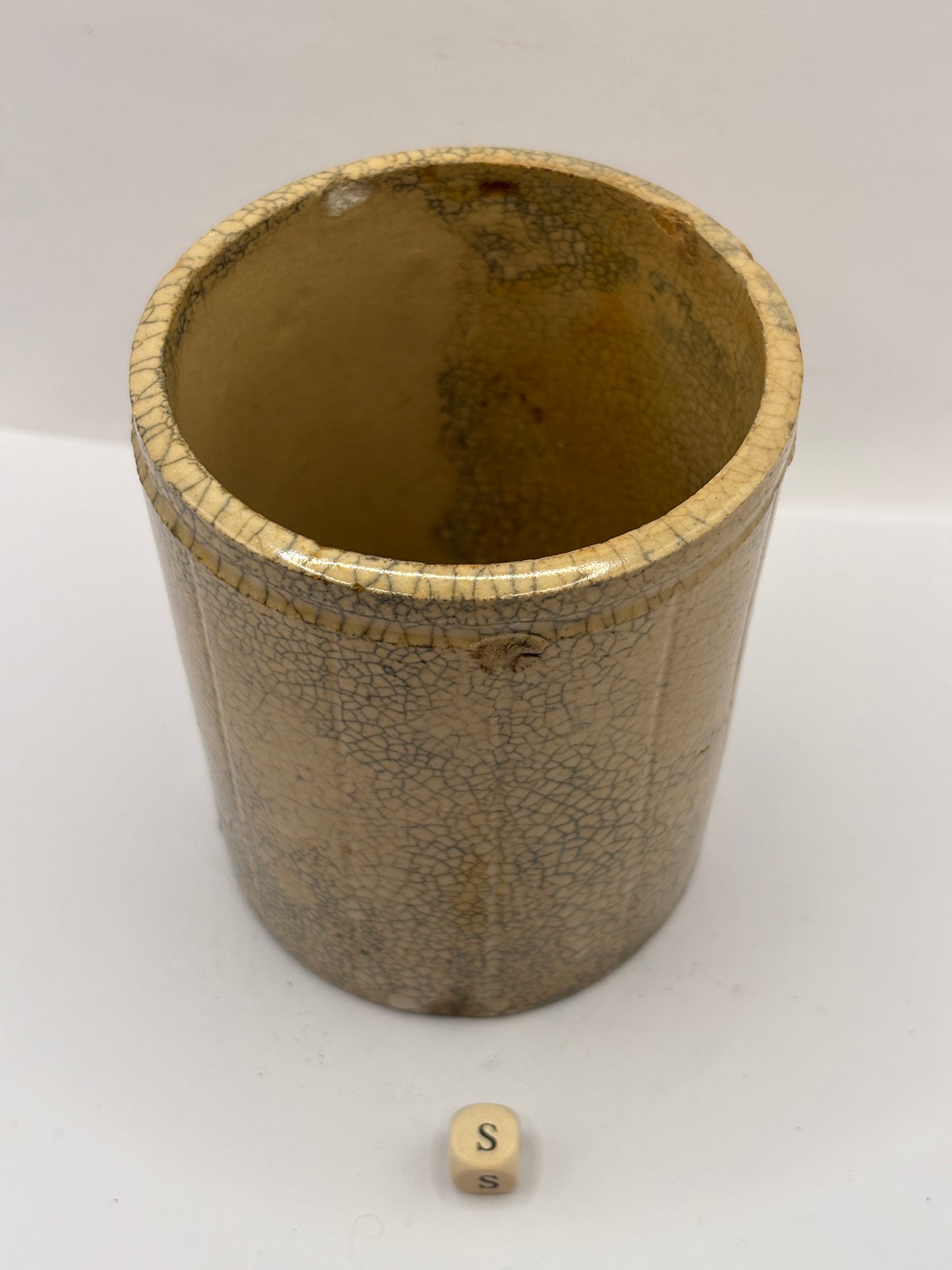 Old 1lb ribbed stoneware jam pot (s)
