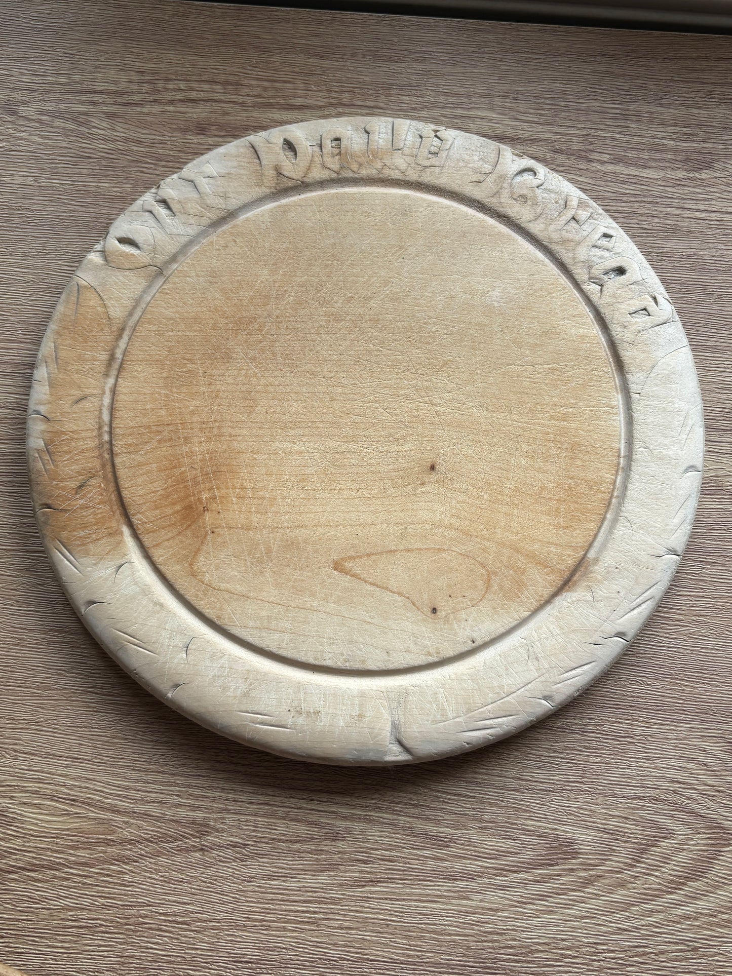 Old carved bread board, Our Daily Bread