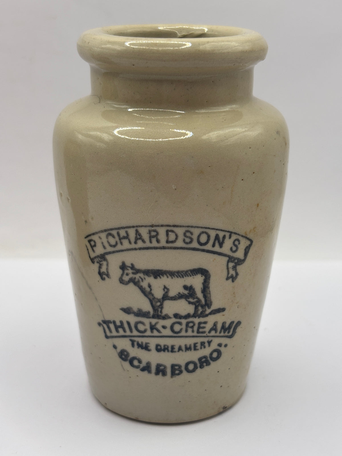 Old advertising cream pot, Richardsons thick cream Scarboro’