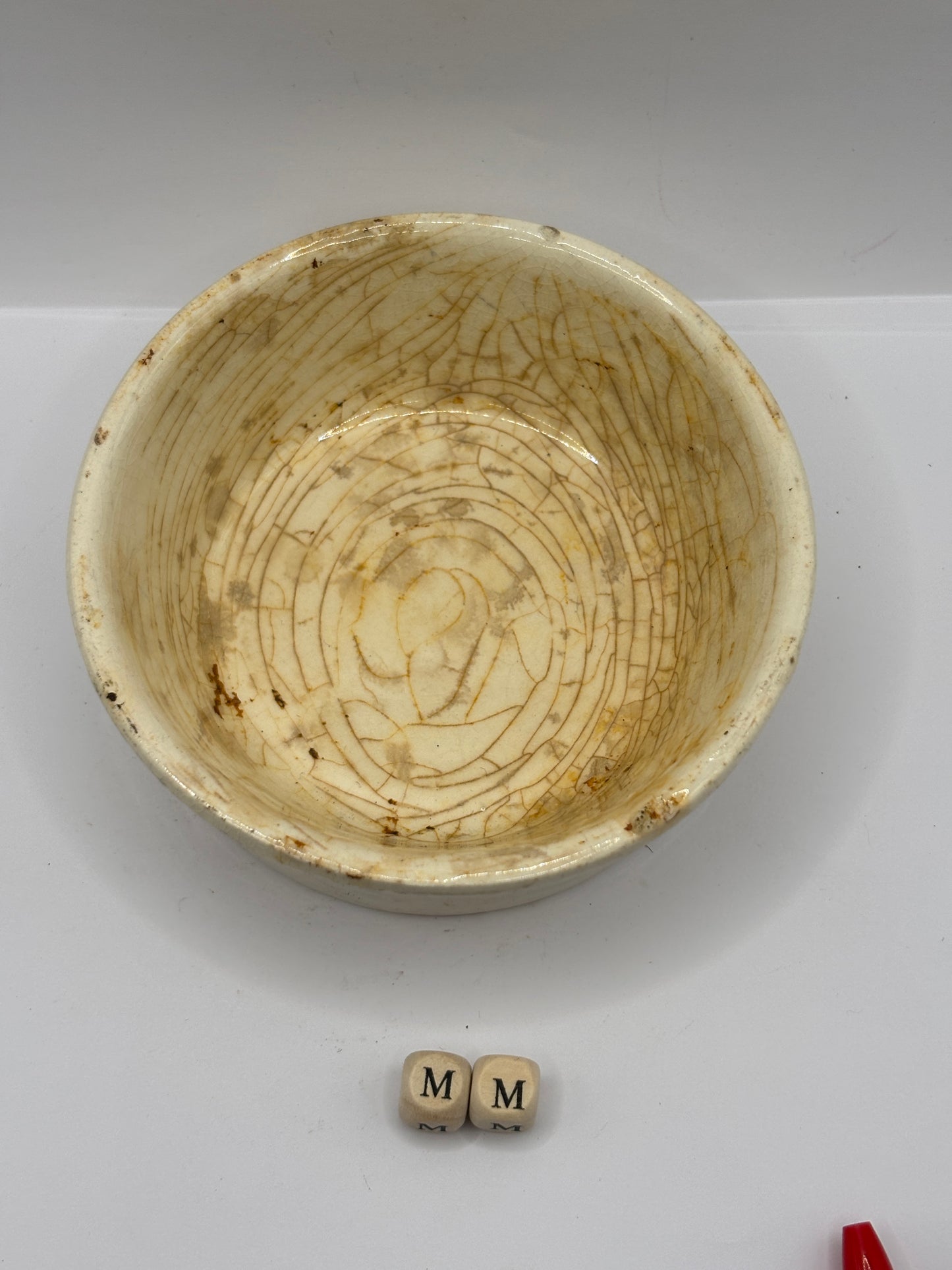 Old large plain stoneware meat paste pot, potted meat (MM)