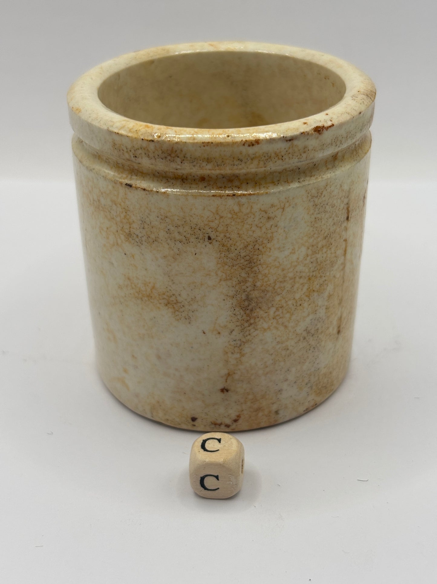 Old small chunky stoneware pot (c)
