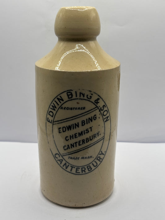 Old stoneware ginger beer bottle, Edwin Bing & son Canterbury