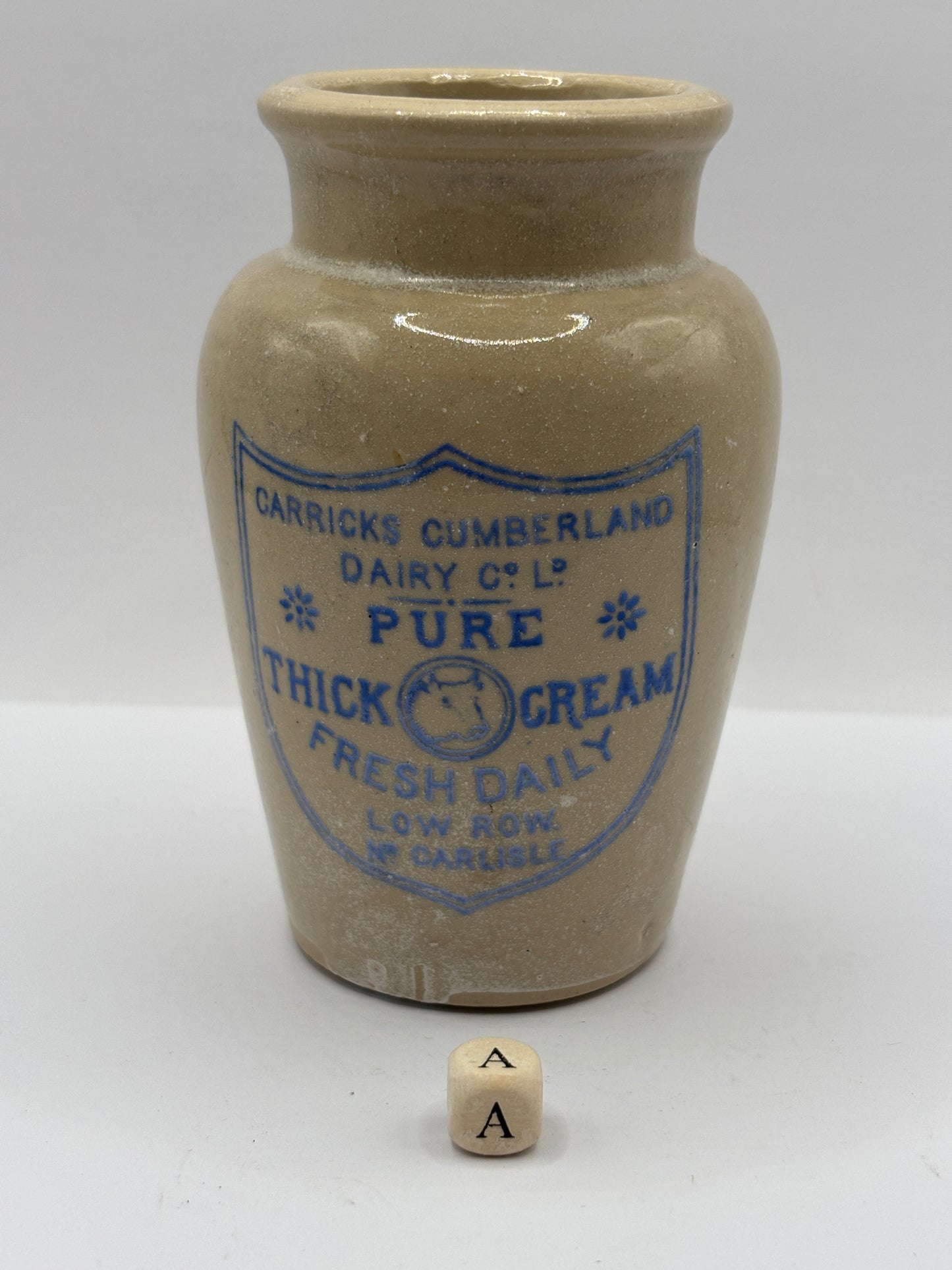 Old advertising cream pot, Carricks pure thick cream (a)