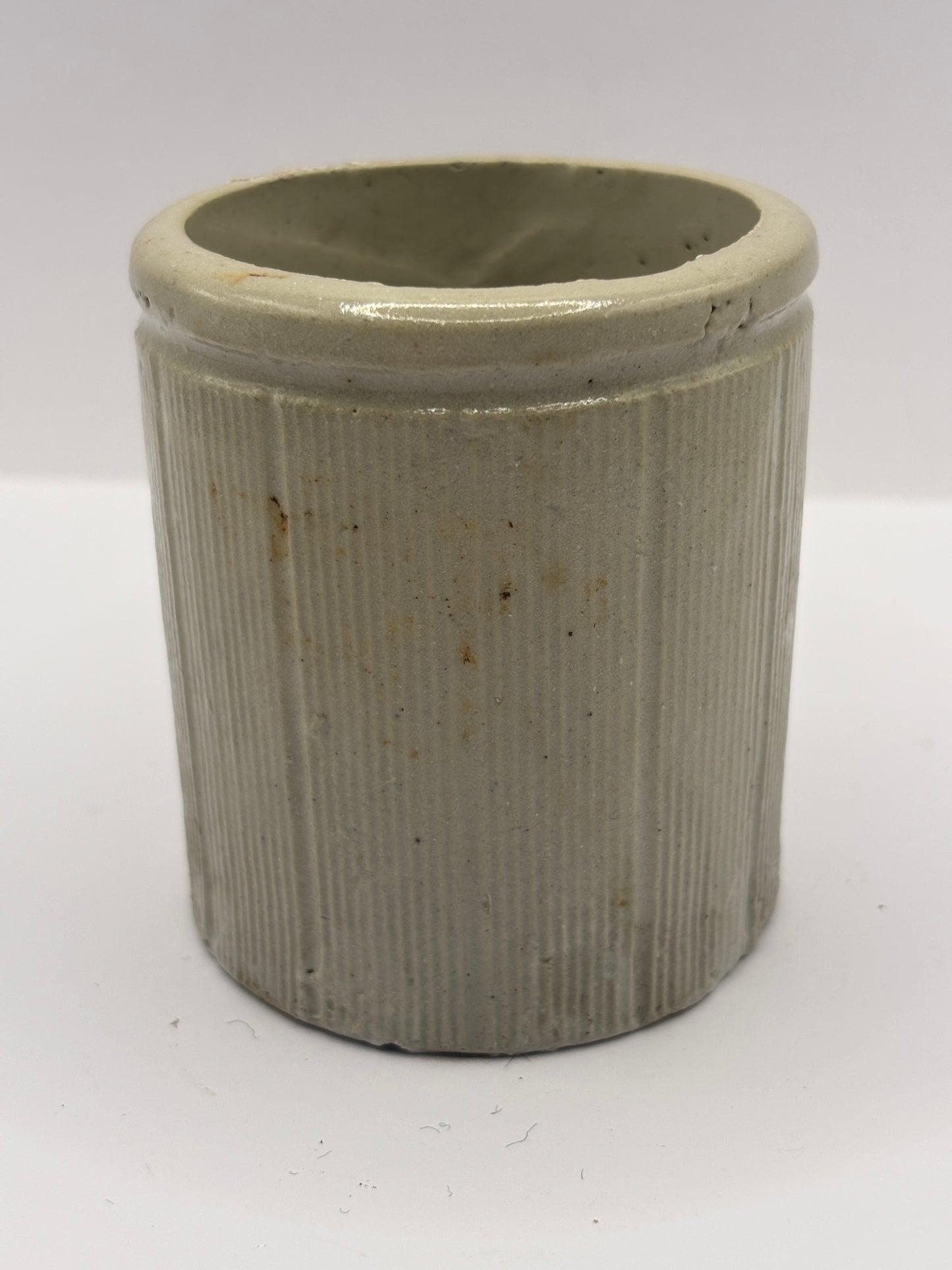 Old small ribbed stoneware jam pot