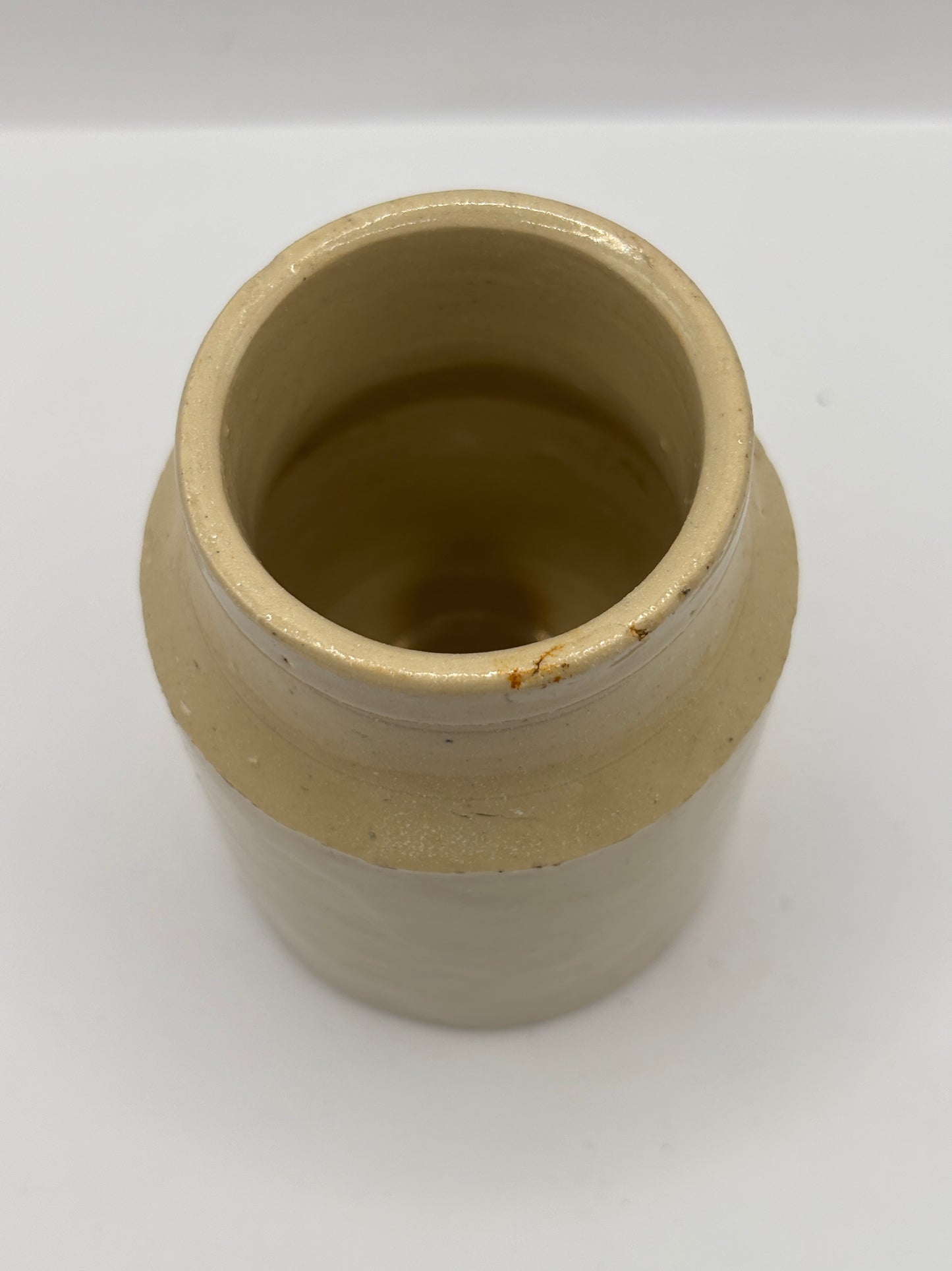 Old stoneware jar, mustard