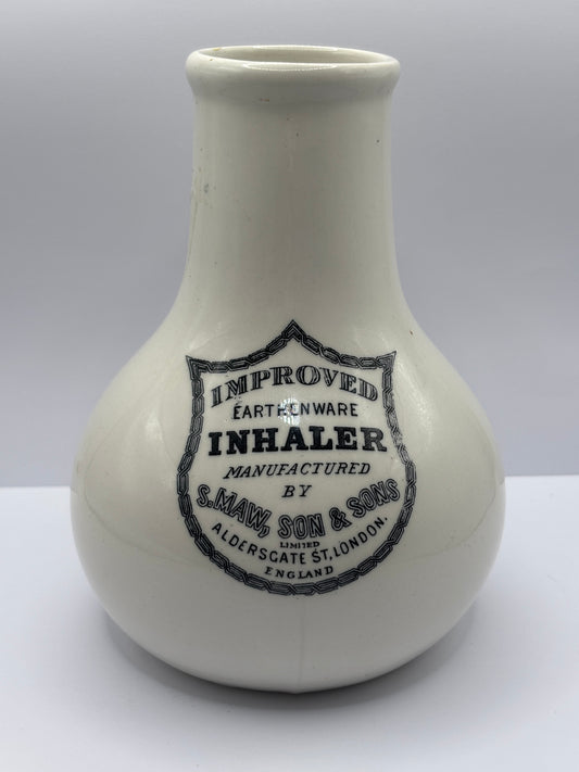 Old stoneware advertising inhaler, Maws improved earthenware inhaler