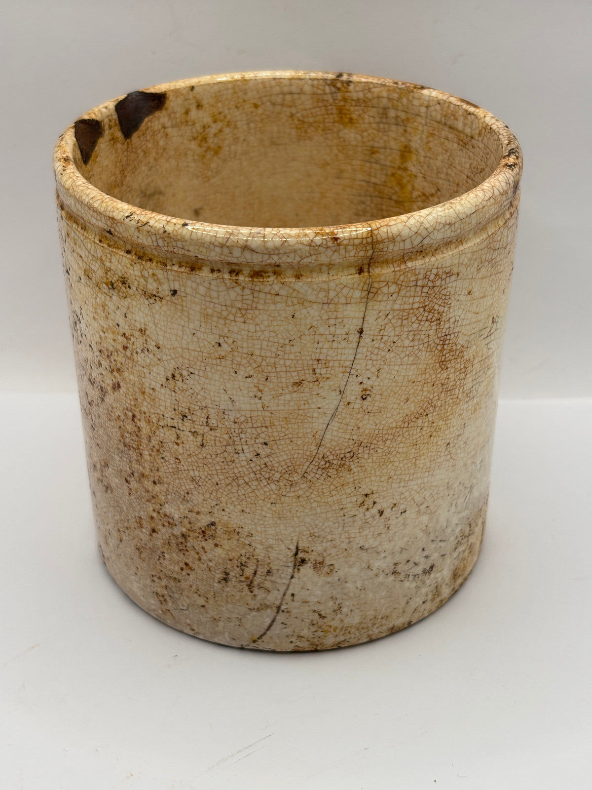 Old 2lb stoneware marmalade pot, Frank Coopers. Damaged