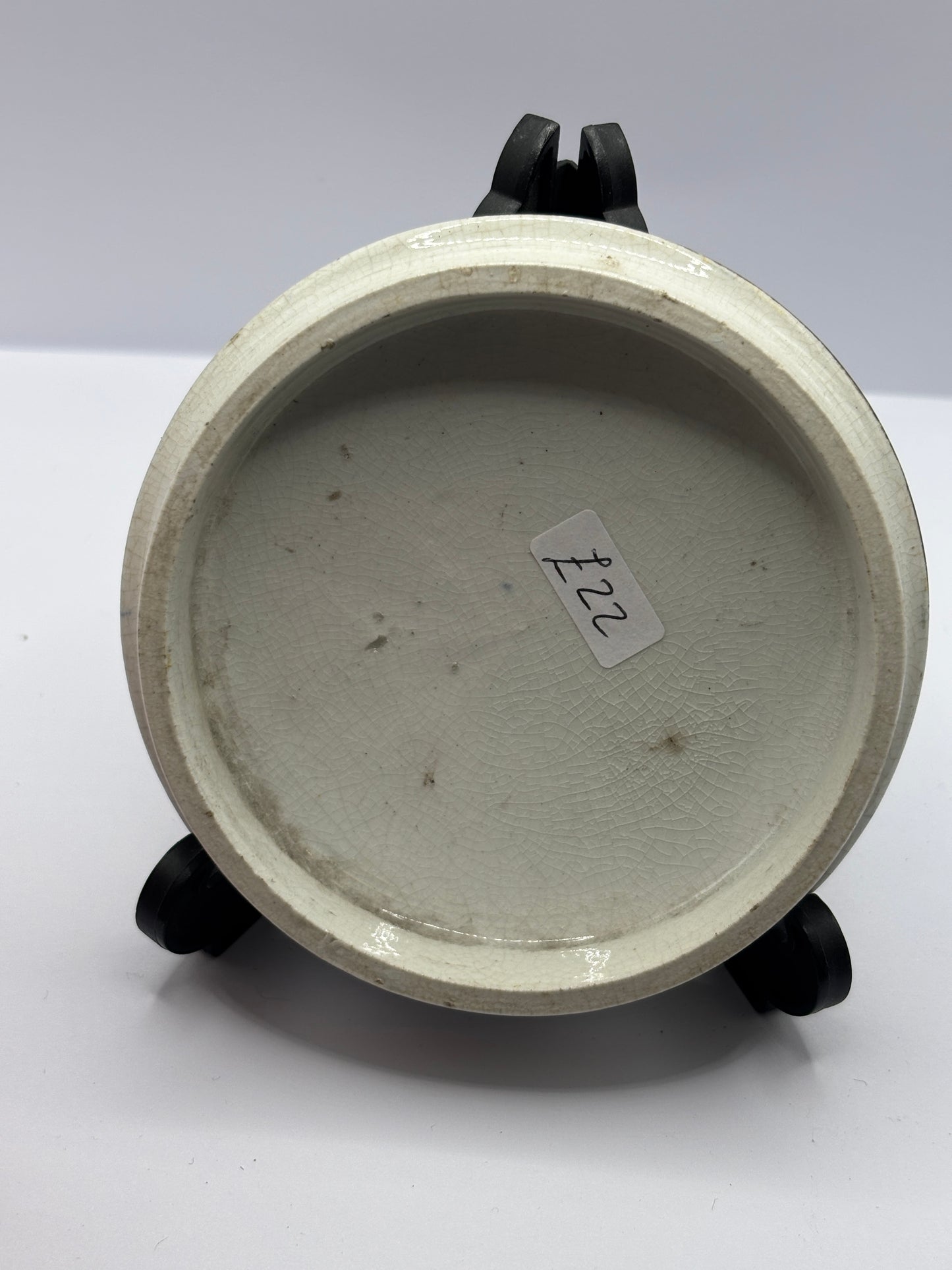 Old Prattware lid, victorian pot lid. I see you my boy.  Pratt lid