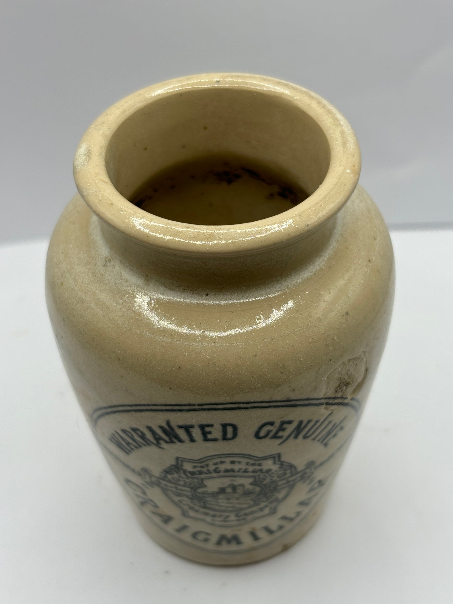 White stoneware advertising cream pot, craigmillar