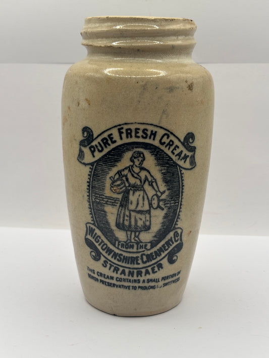 Old XL advertising cream pot, rich preserved cream stranraer, milkmaid
