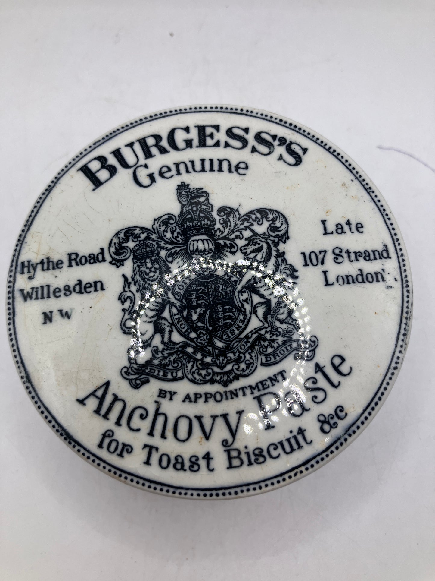 Advertising lid & base, Burgess anchovy paste