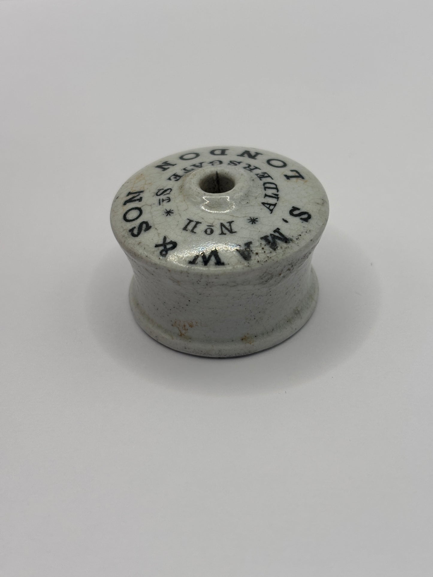 Old advertising baby feeder lid, S maw & son
