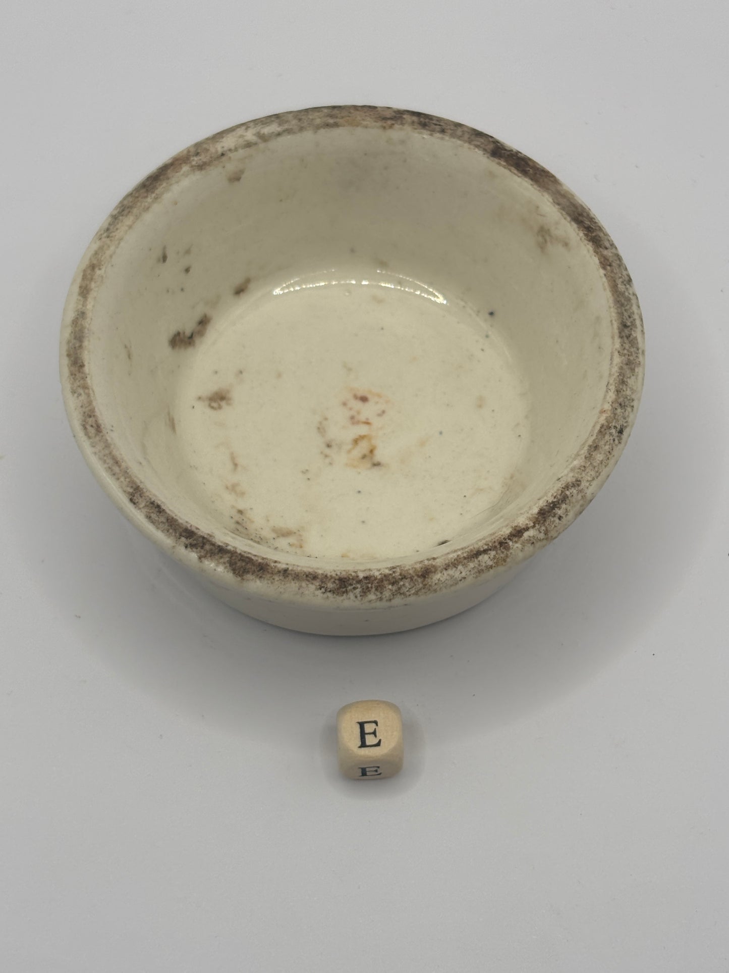 Old plain stoneware meat paste pot, potted meat (e)