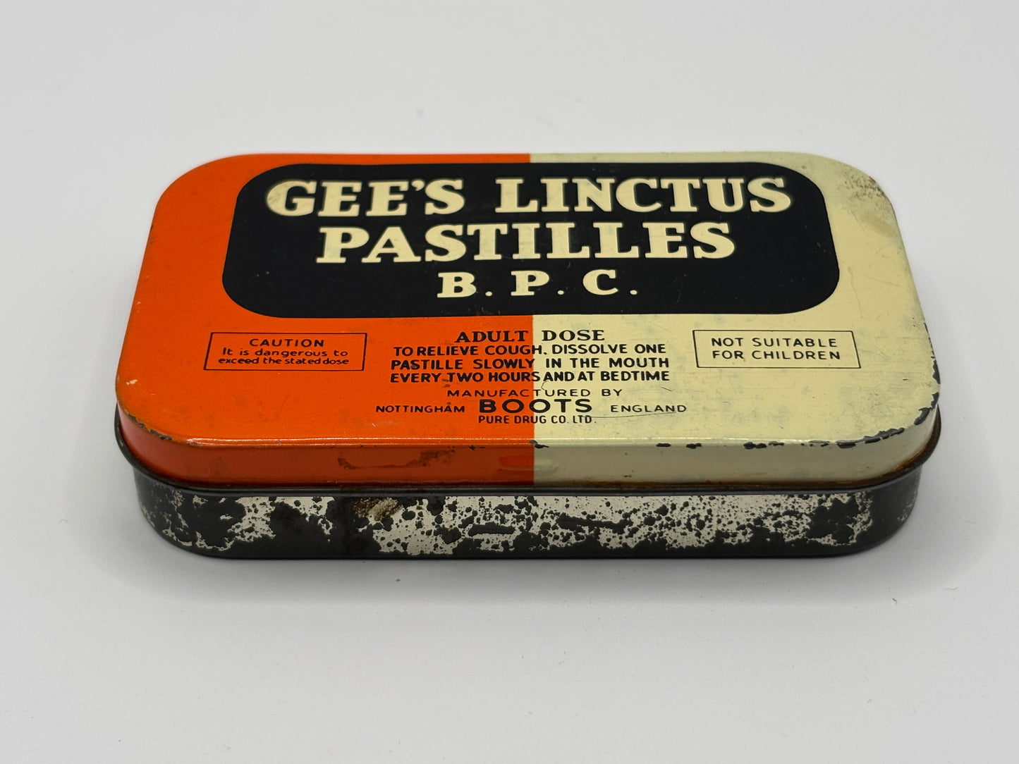 Old advertising tin, Gee’s linctus pastilles tin