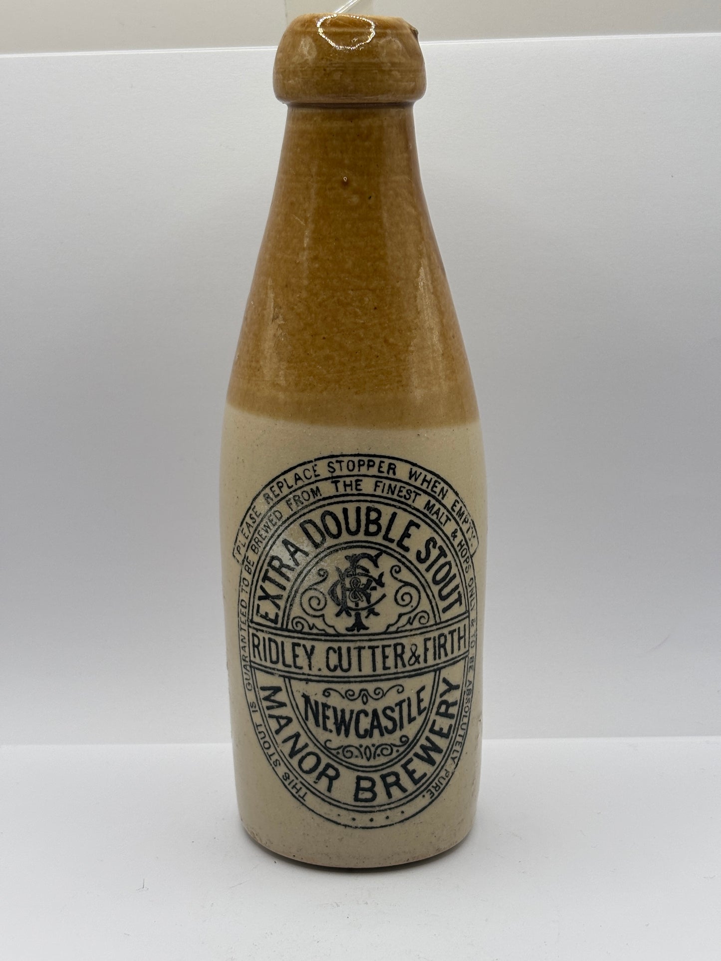 Old newcastle stout bottle, Ridley cutter & firth extra double stout