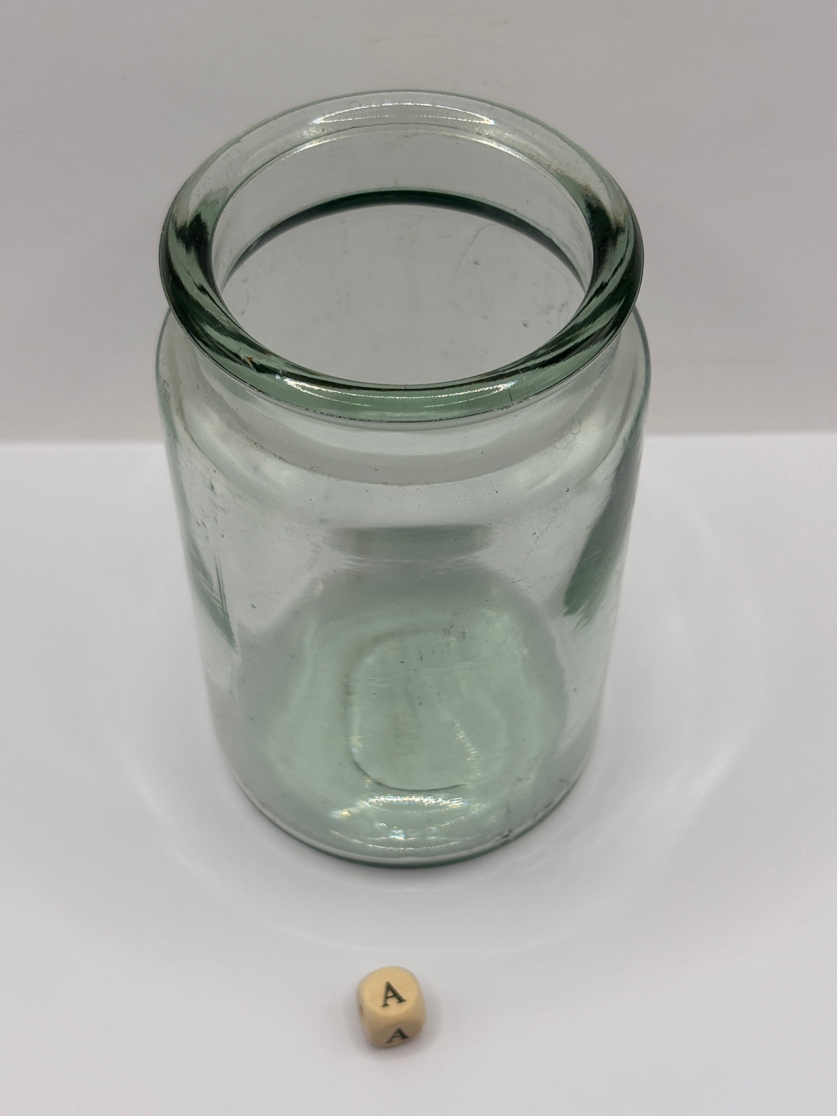 Old aqua glass pickle jar (a)