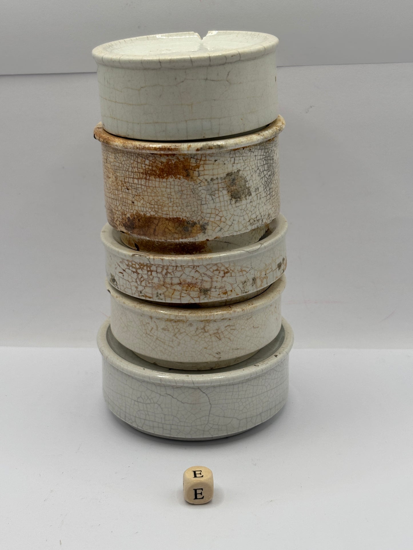 5 old stoneware bases, stackers (e) damages