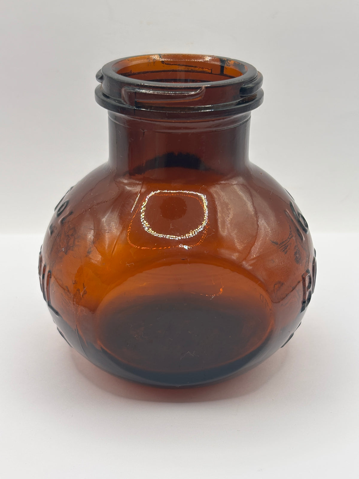 Old 16oz amber glass advertising Bovril bottle