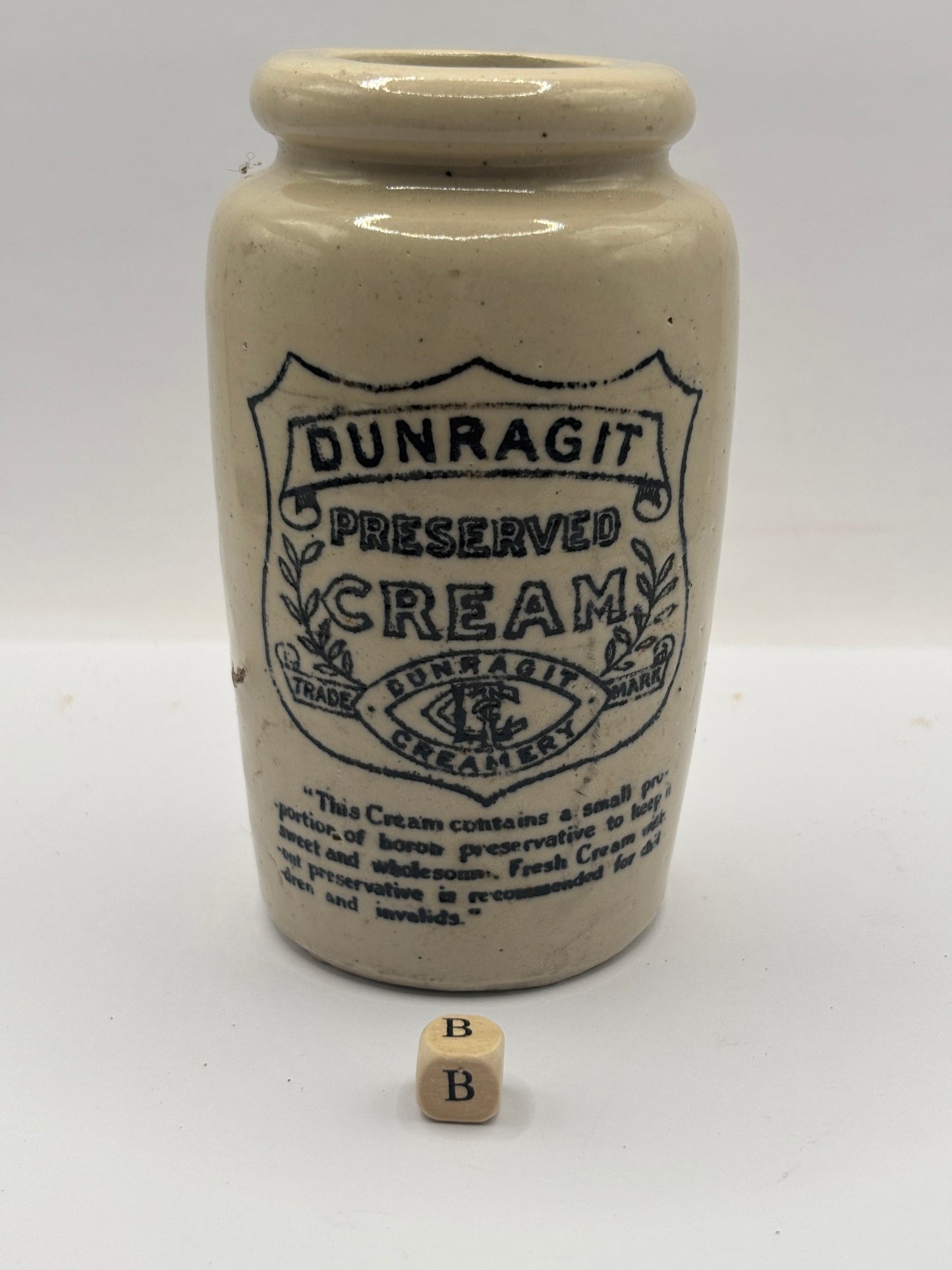Old advertising cream pot,Dunragit preserved cream (B)