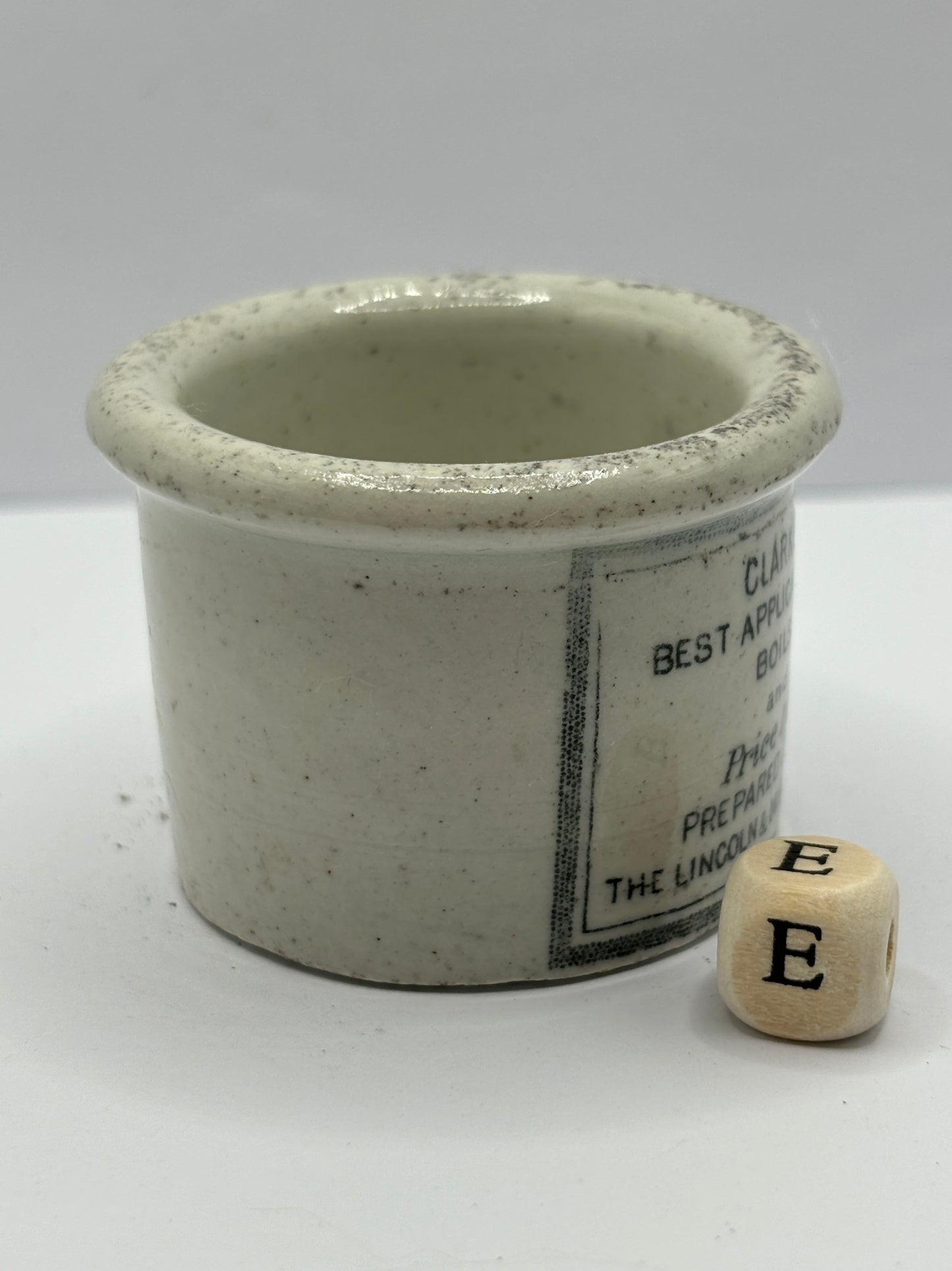 Small Clarke’s miraculous salve advertising ointment pot (e)