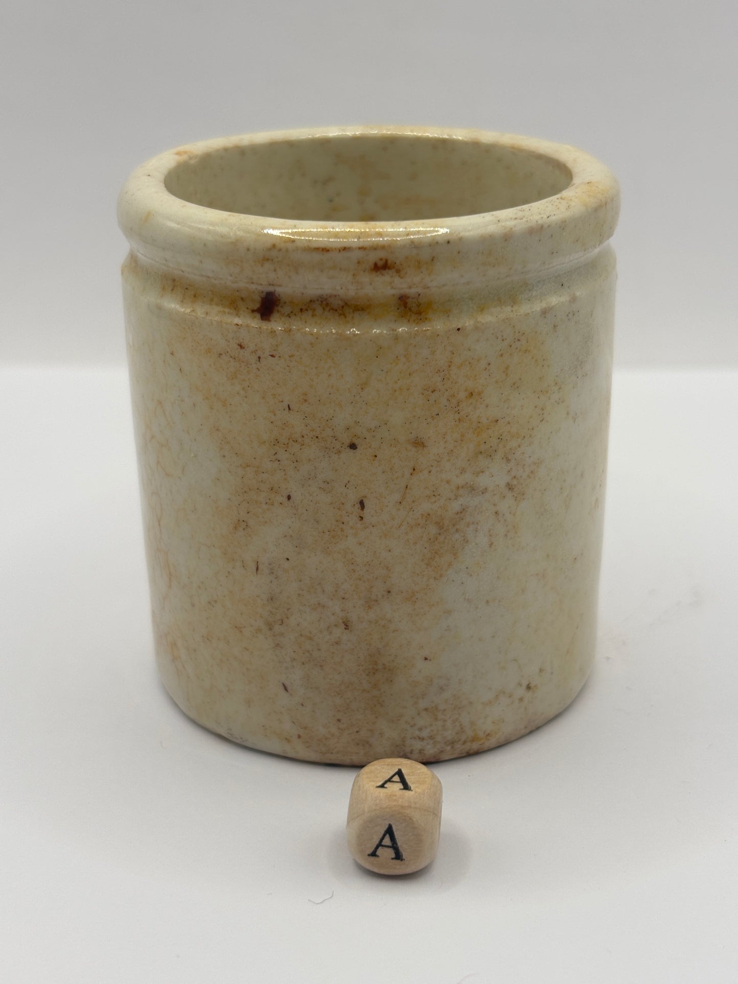Old small chunky stoneware pot (a)