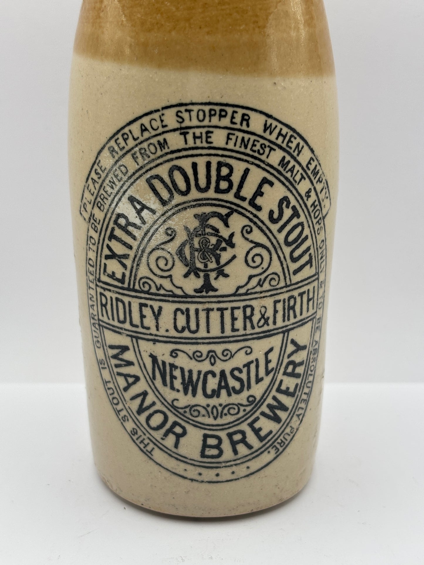 Old newcastle stout bottle, Ridley cutter & firth extra double stout