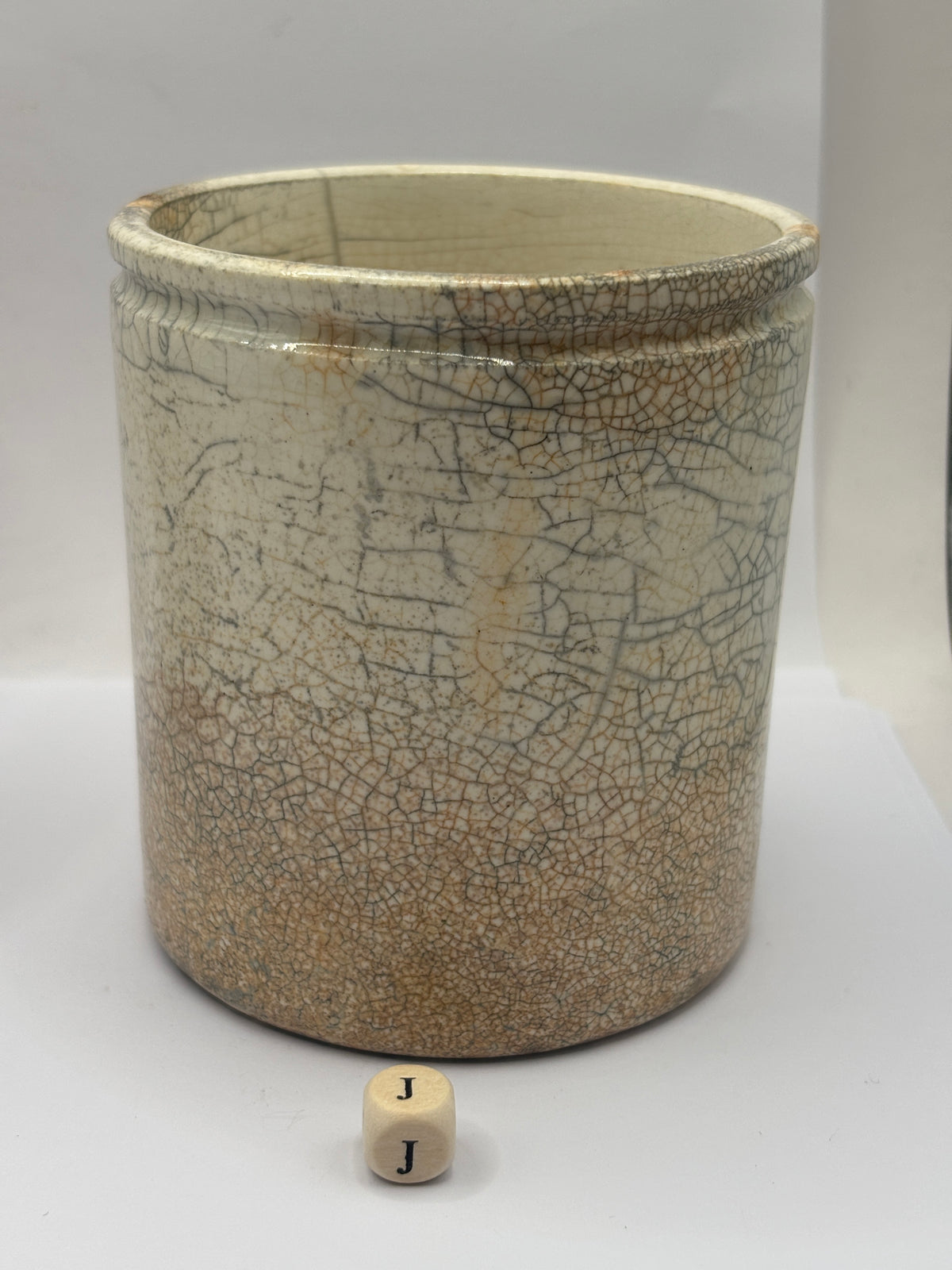 Old 1lb stoneware marmalade pot, James Keiller Dundee marmalade (J)