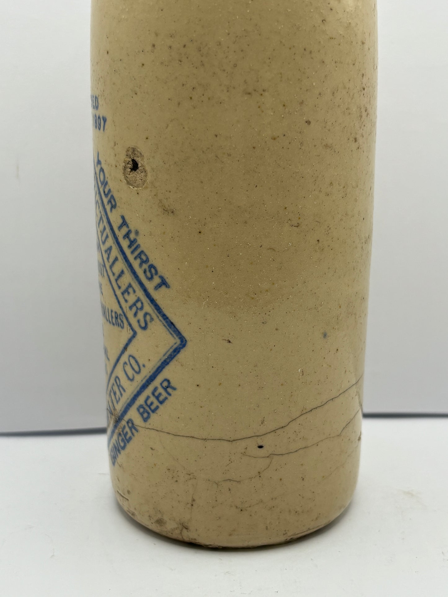 Old blue top ginger beer bottle