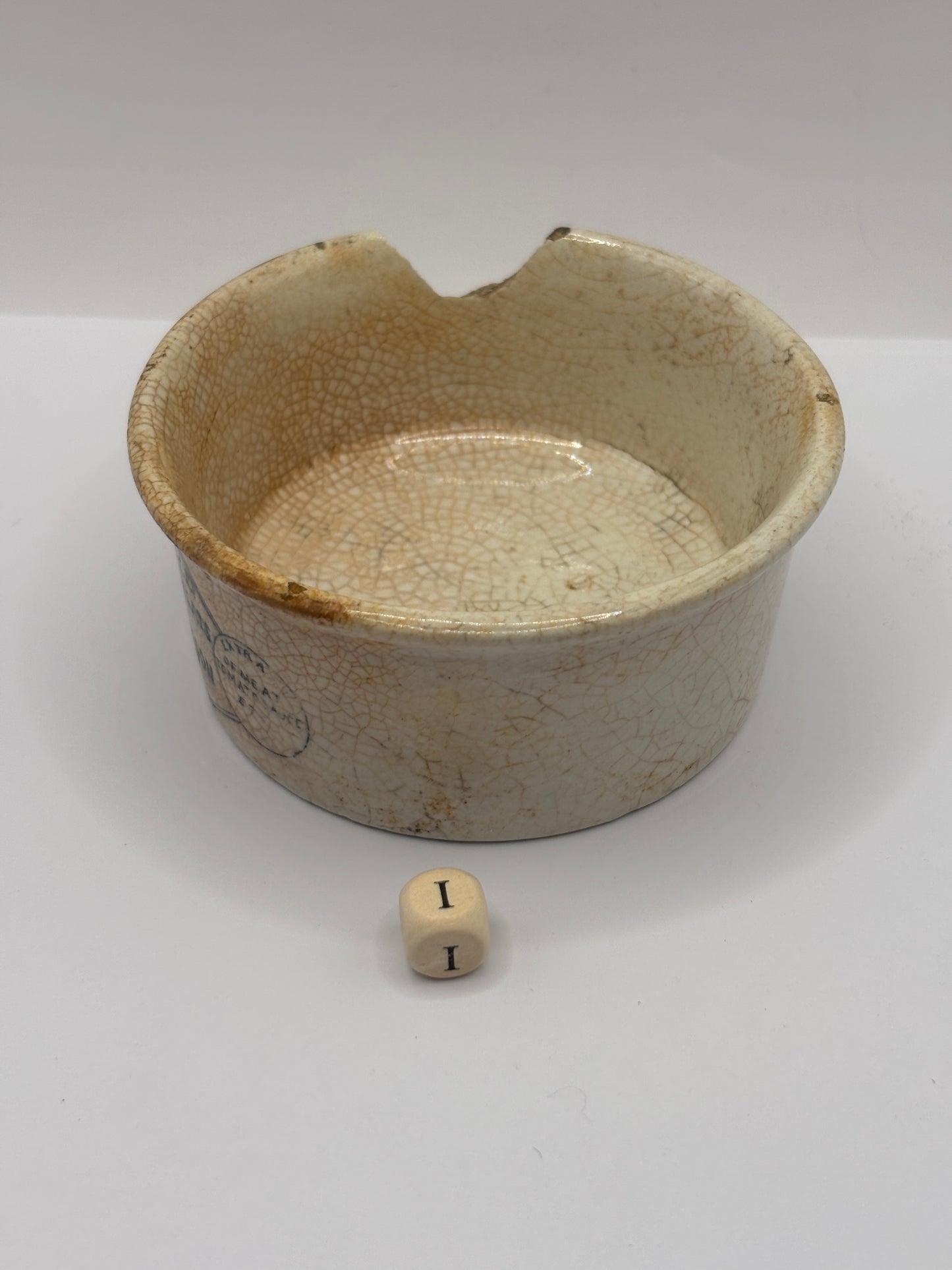 Old advertising meat paste pot, Springfield (i) damaged