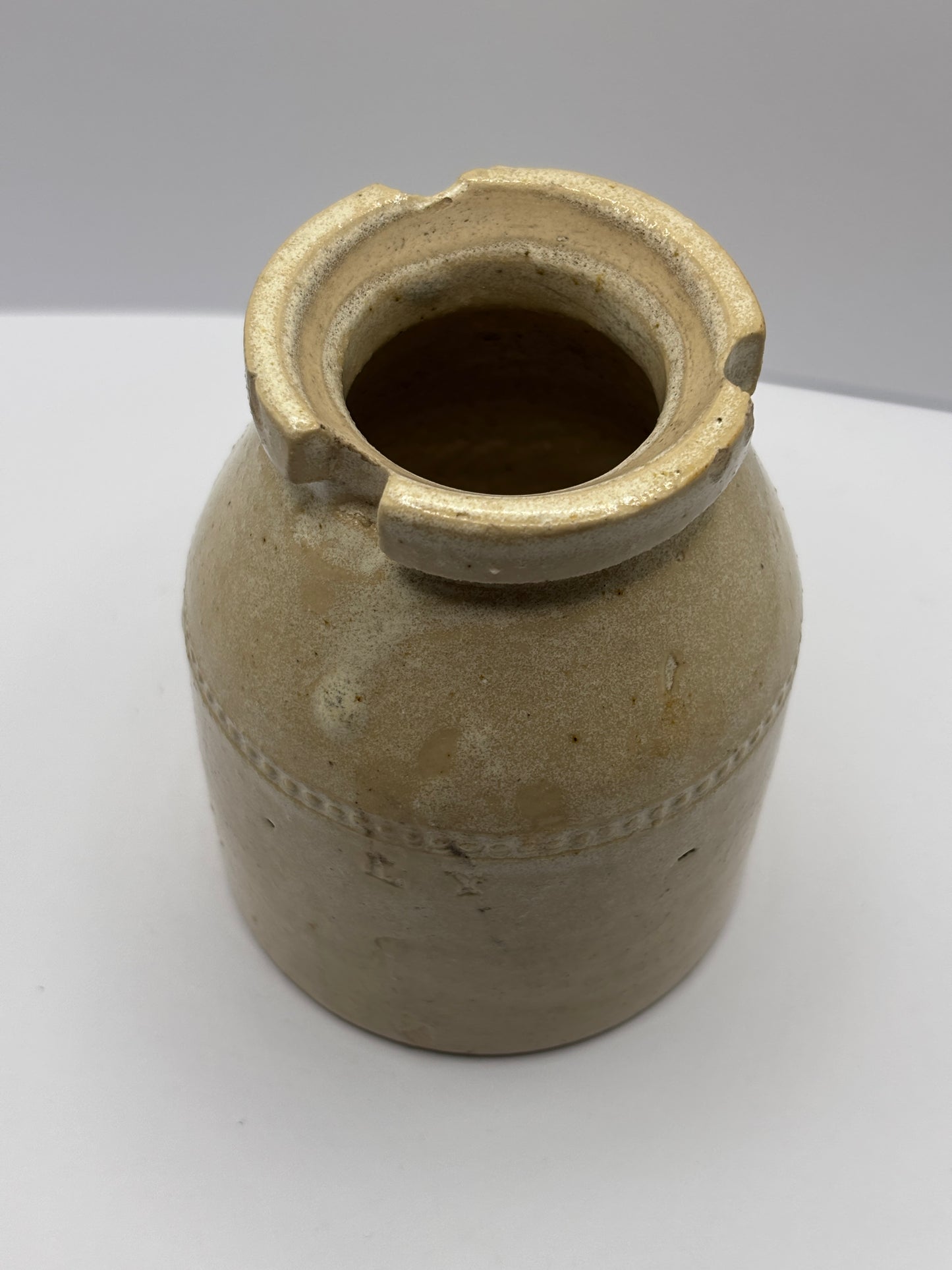 Old plain stoneware caviar pot