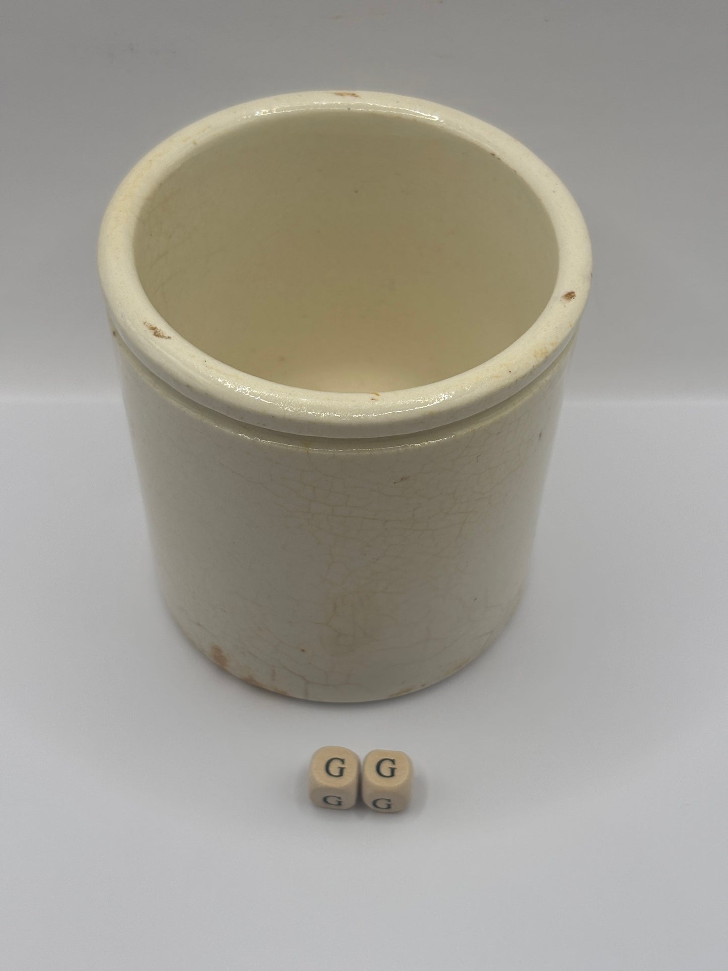 Old 1lb white stoneware marmalade jar (GG)