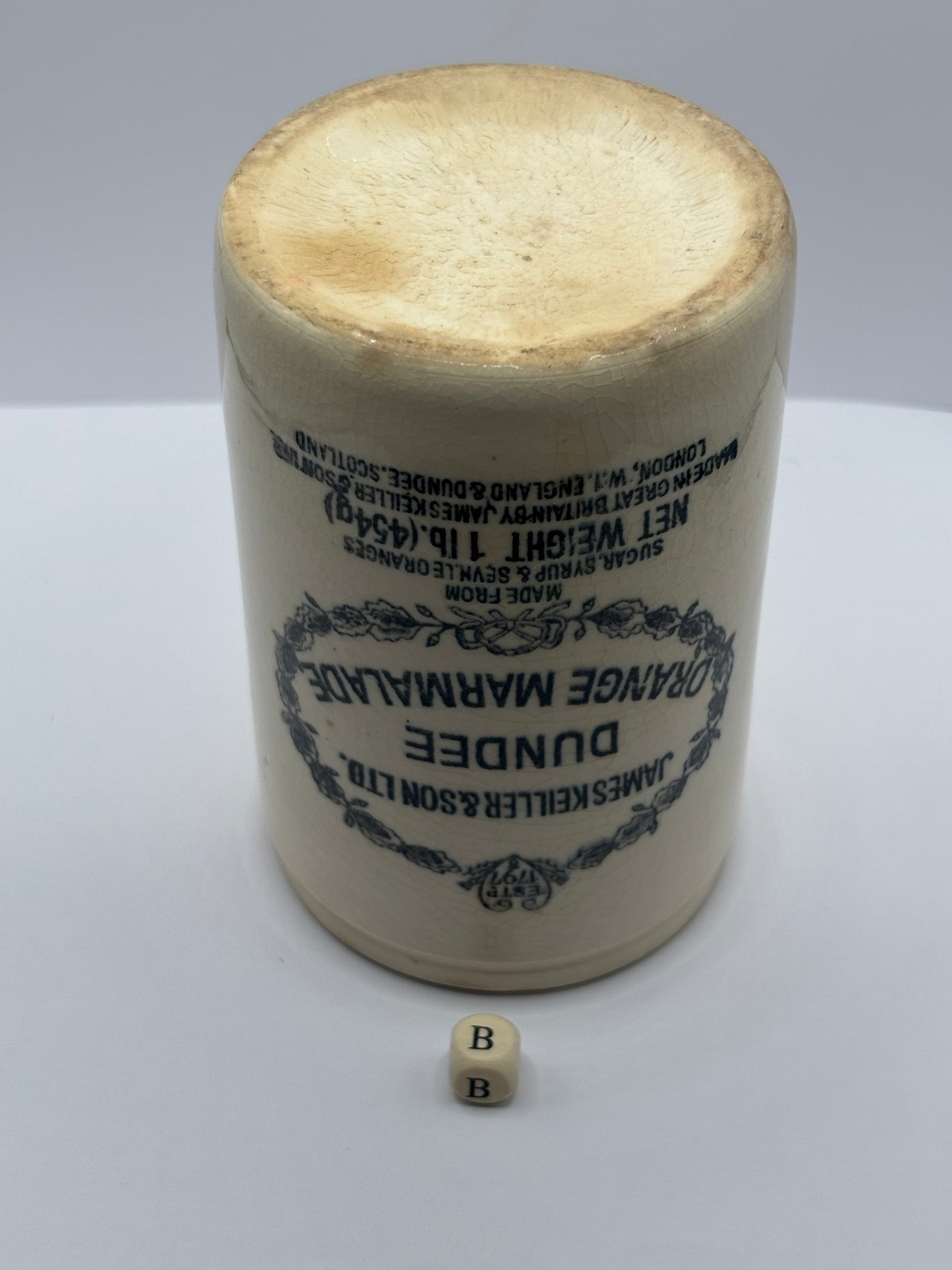 old 1lb James Keiller Dundee marmalade jar (B)
