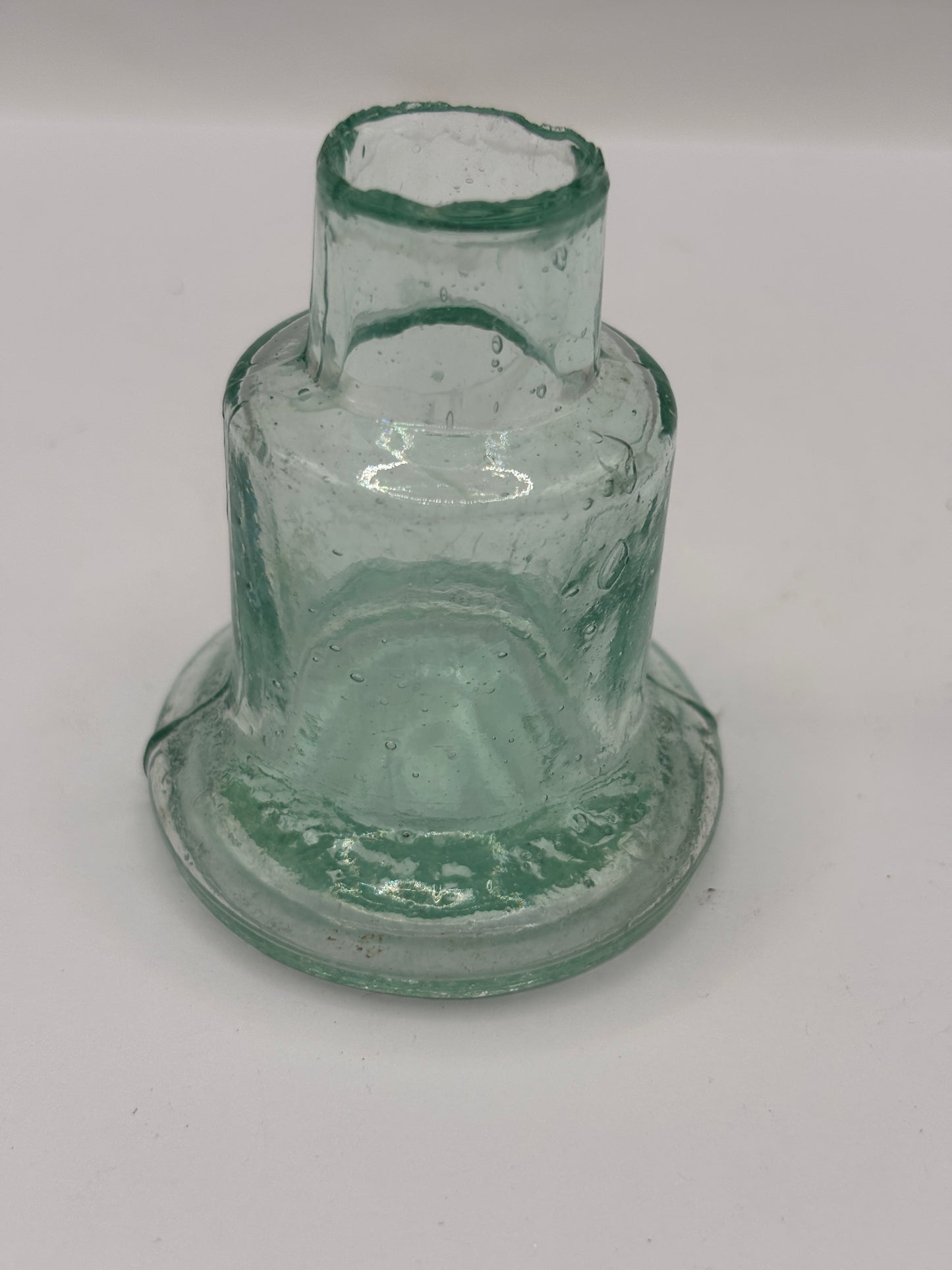 Old advertising aqua glass inkwell, Bell ink. Stephens ink London